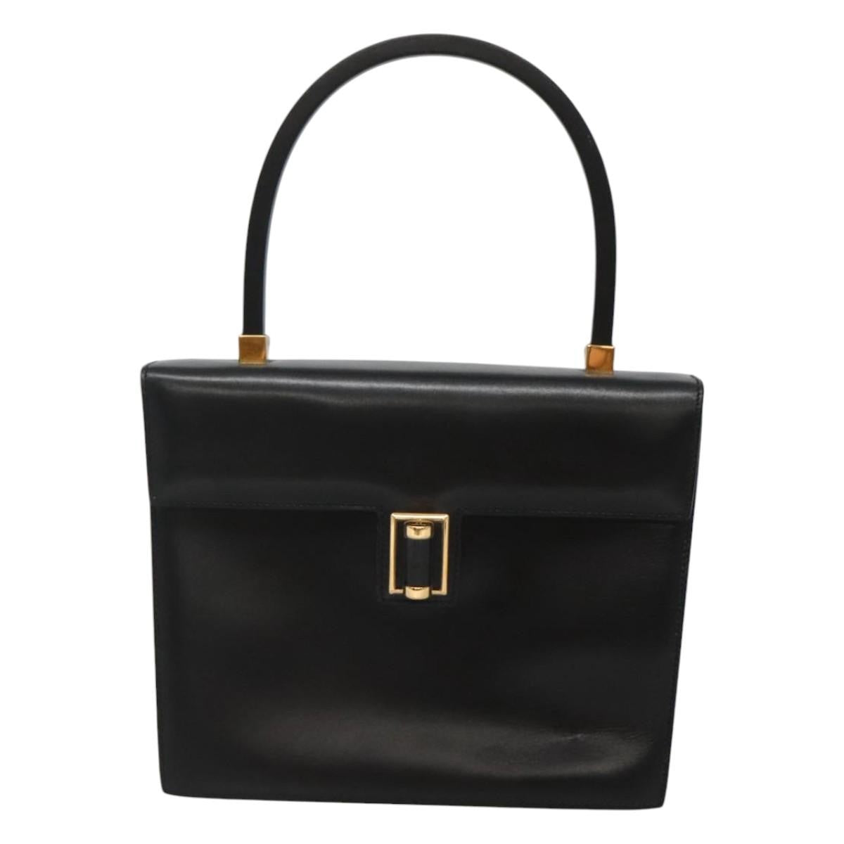 Gucci Vintage Leather Black Leather Handbag (Pre-Owned)