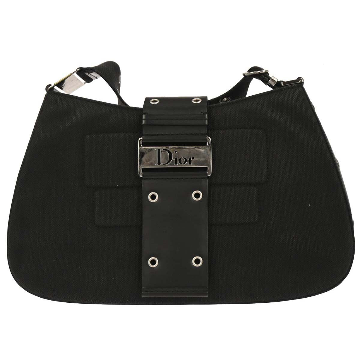 Christian Dior Vintage Street Chic Columbus Canvas Black Canvas Shoulder Bag Bag (Pre-Owned)