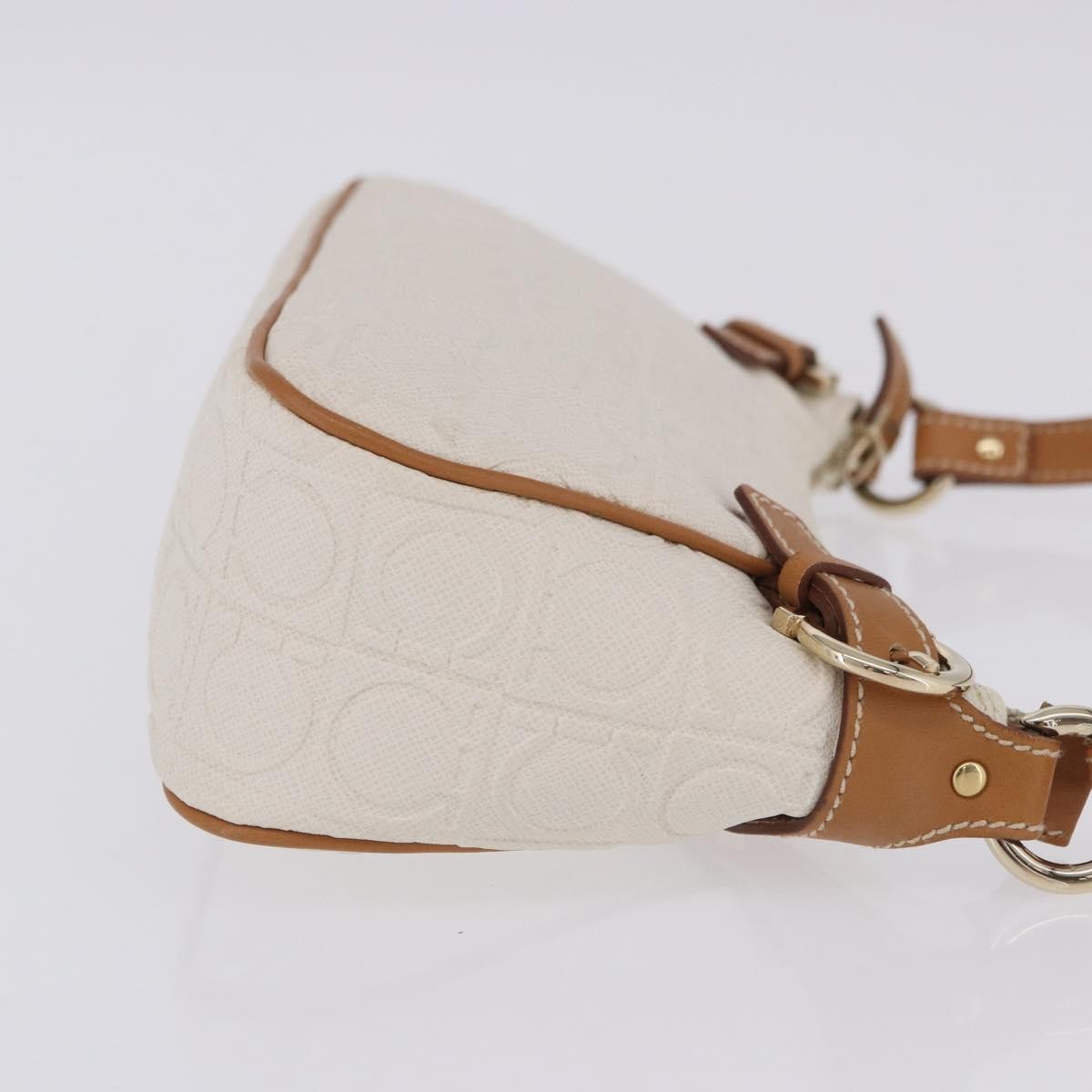 Salvatore Ferragamo Gancini Canvas And Leather White Canvas Clutche & Pouche Bag (Pre-Owned)