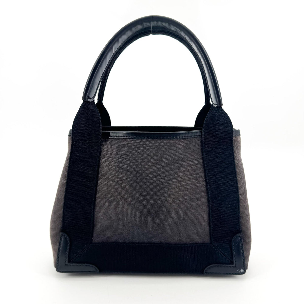 Balenciaga Navy Cabas Canvas With Leather Black Canvas Tote Bag Bag (Pre-Owned)