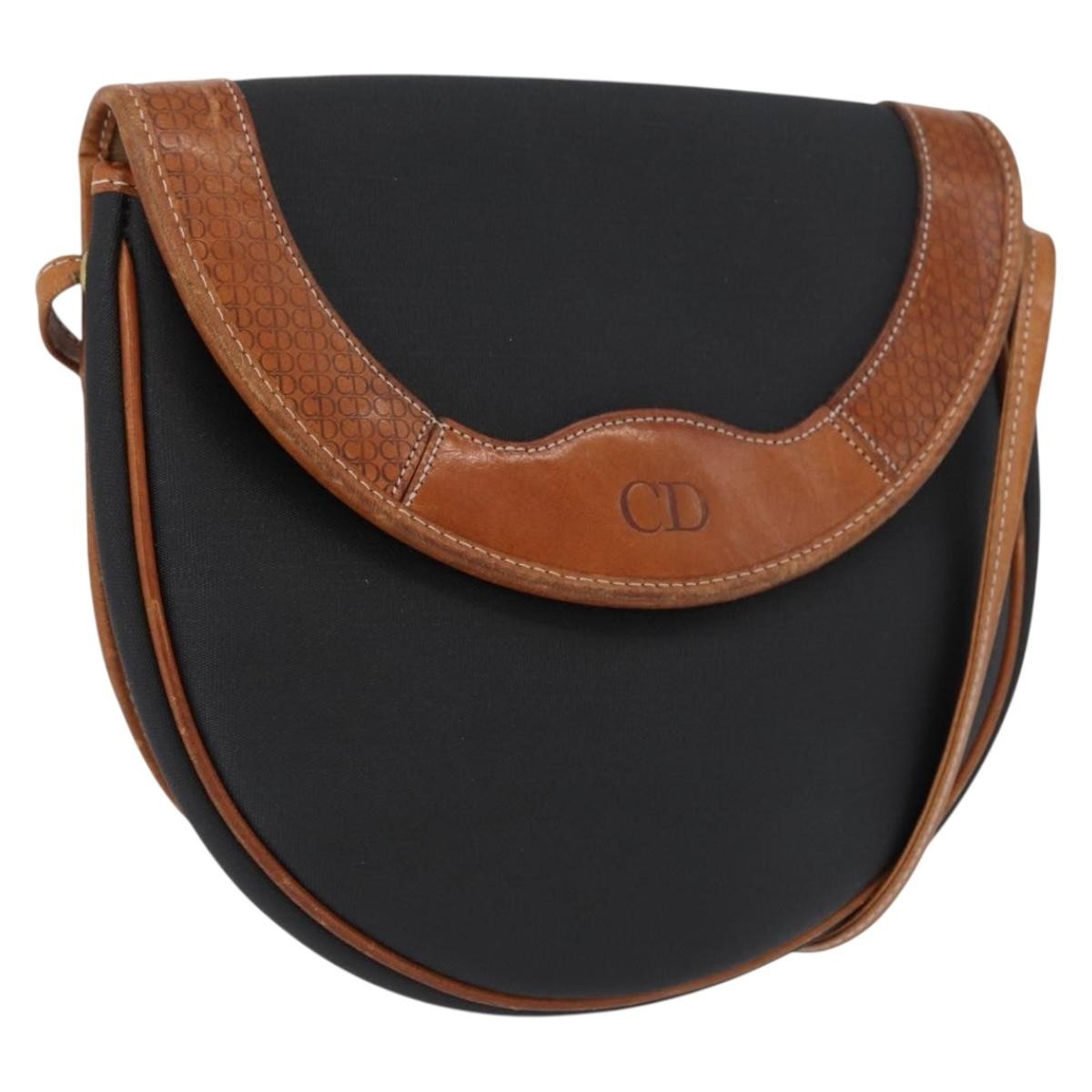 Christian Dior Vintage Canvas Black Canvas Shoulder Bag Bag (Pre-Owned)