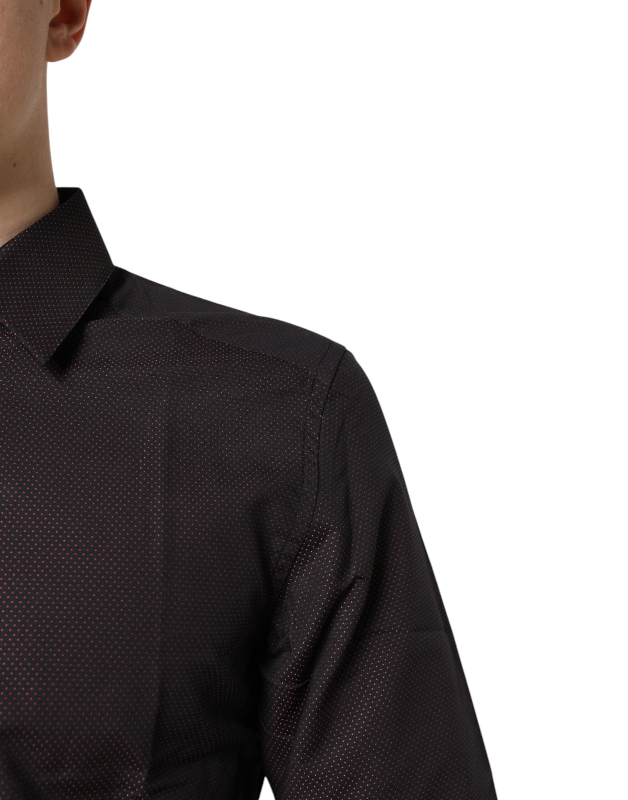 Dolce & Gabbana Maroon Jacquard Cotton GOLD Men Dress Men's Shirt
