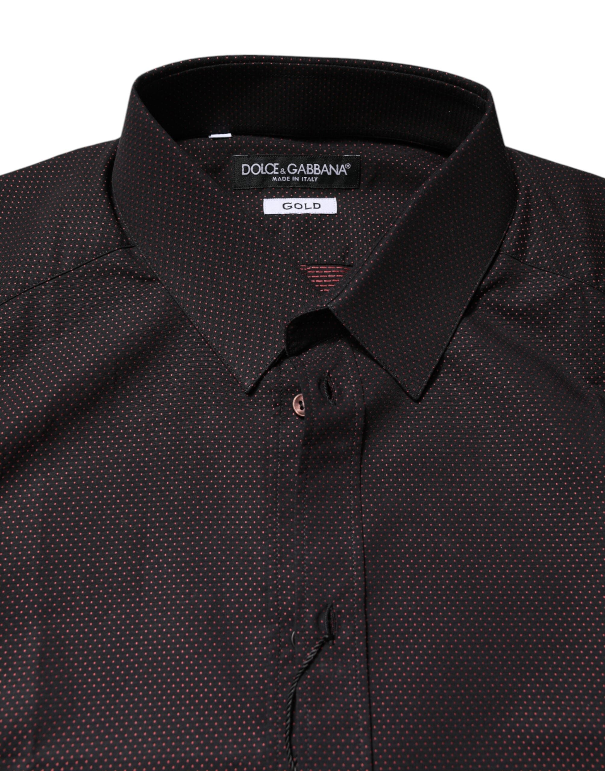 Dolce & Gabbana Maroon Jacquard Cotton GOLD Men Dress Men's Shirt
