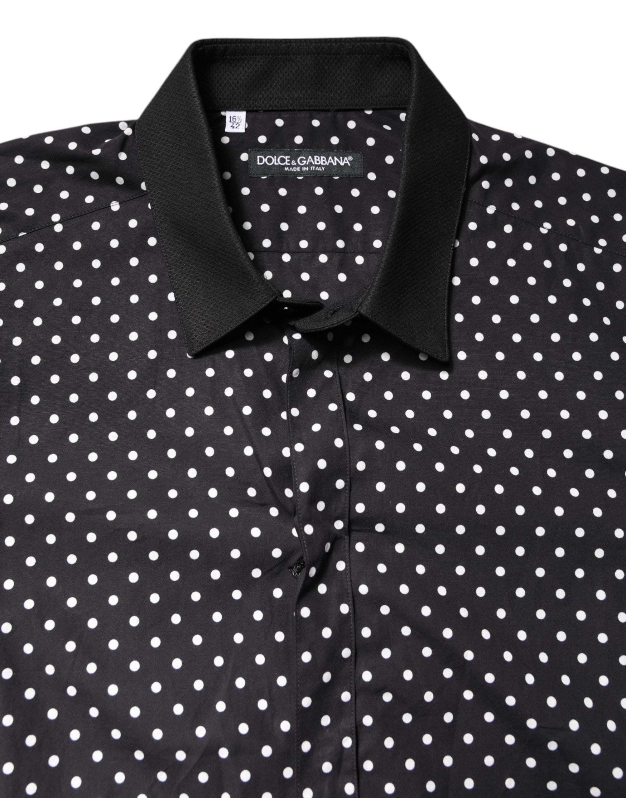 Dolce & Gabbana Black Polka Dot Cotton Formal Dress Men's Shirt