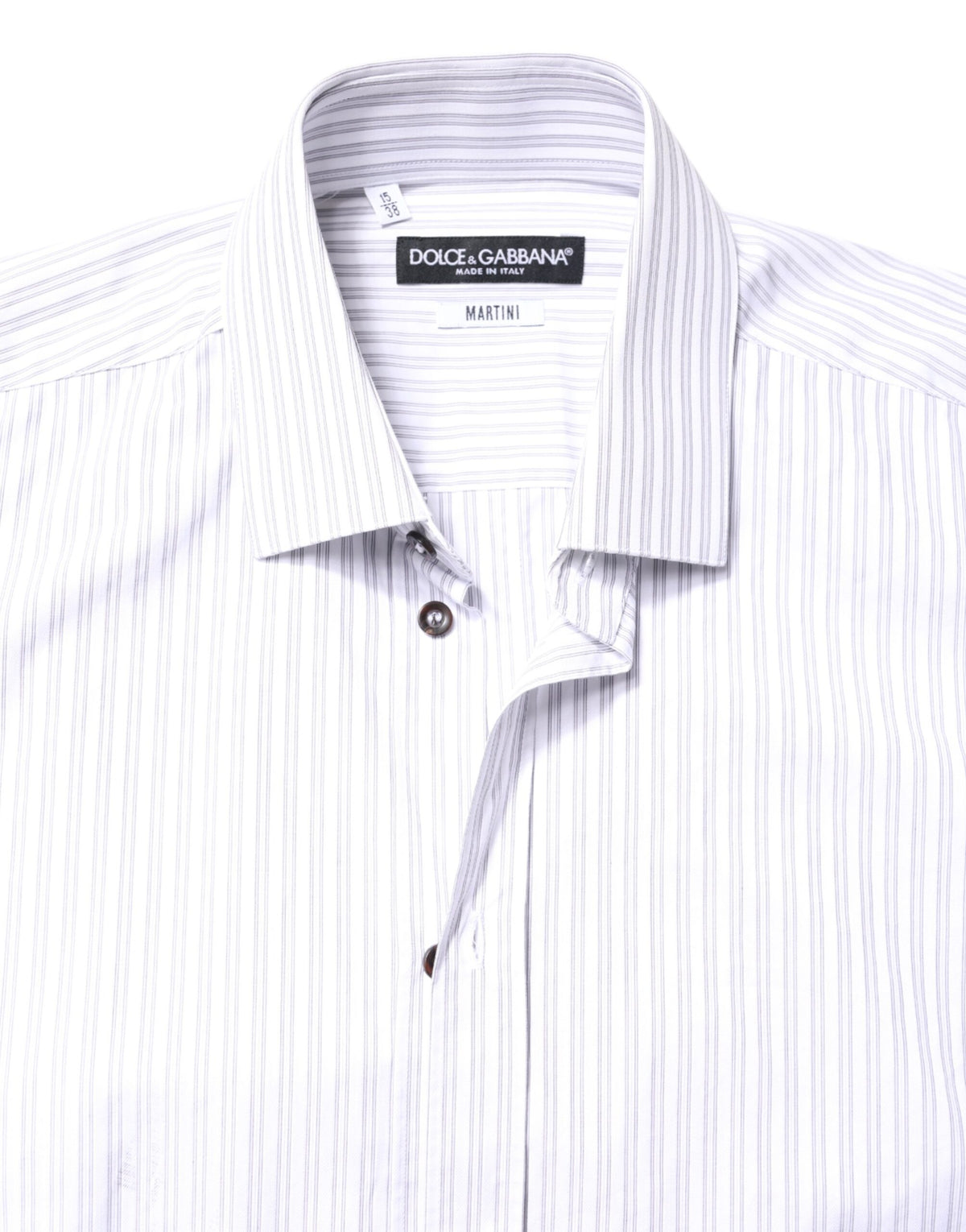 Dolce & Gabbana White Striped Cotton MARTINI Men Dress Men's Shirt (Pre-Owned)