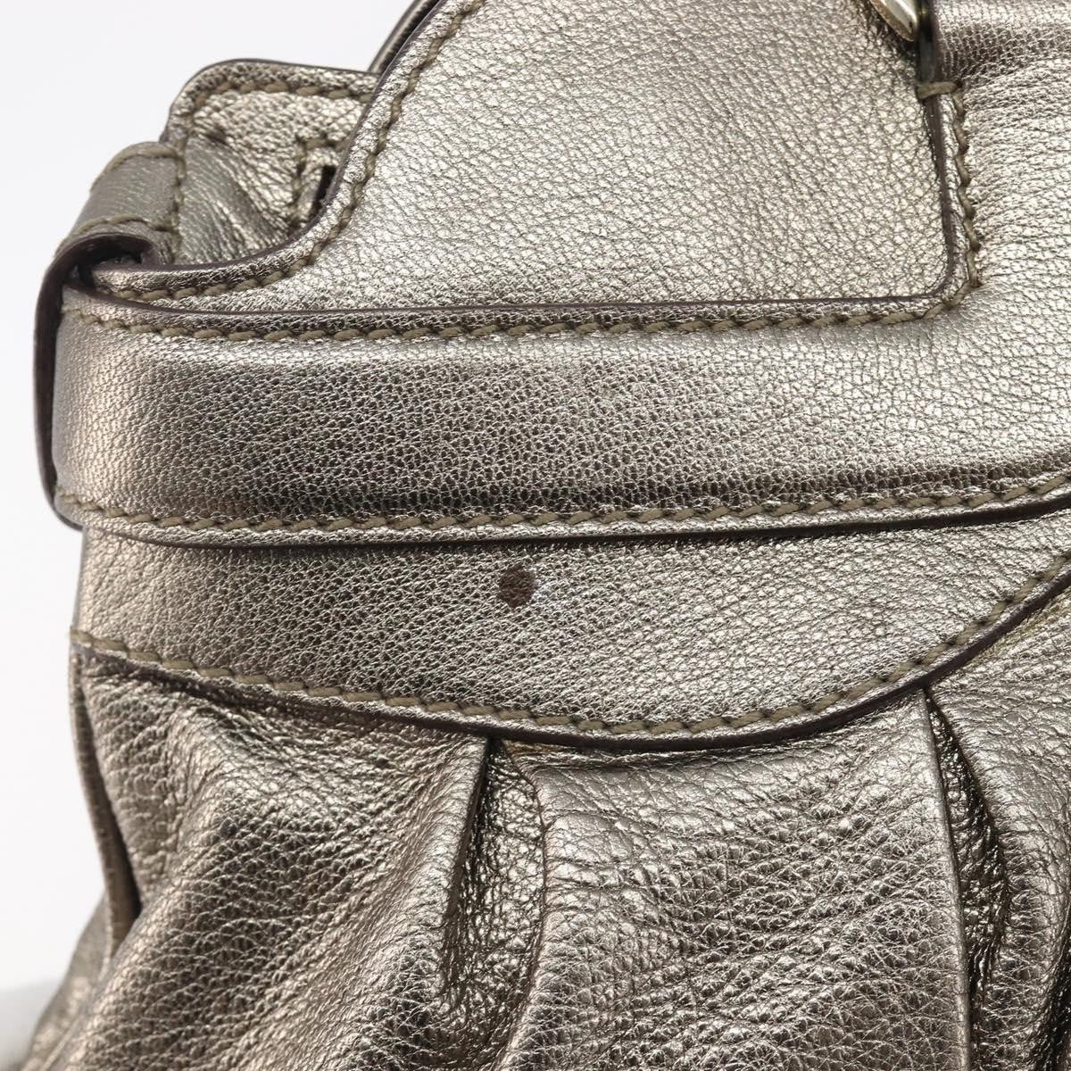Salvatore Ferragamo Vintage Gancini Top Handle Leather Gold Leather Handbag (Pre-Owned)
