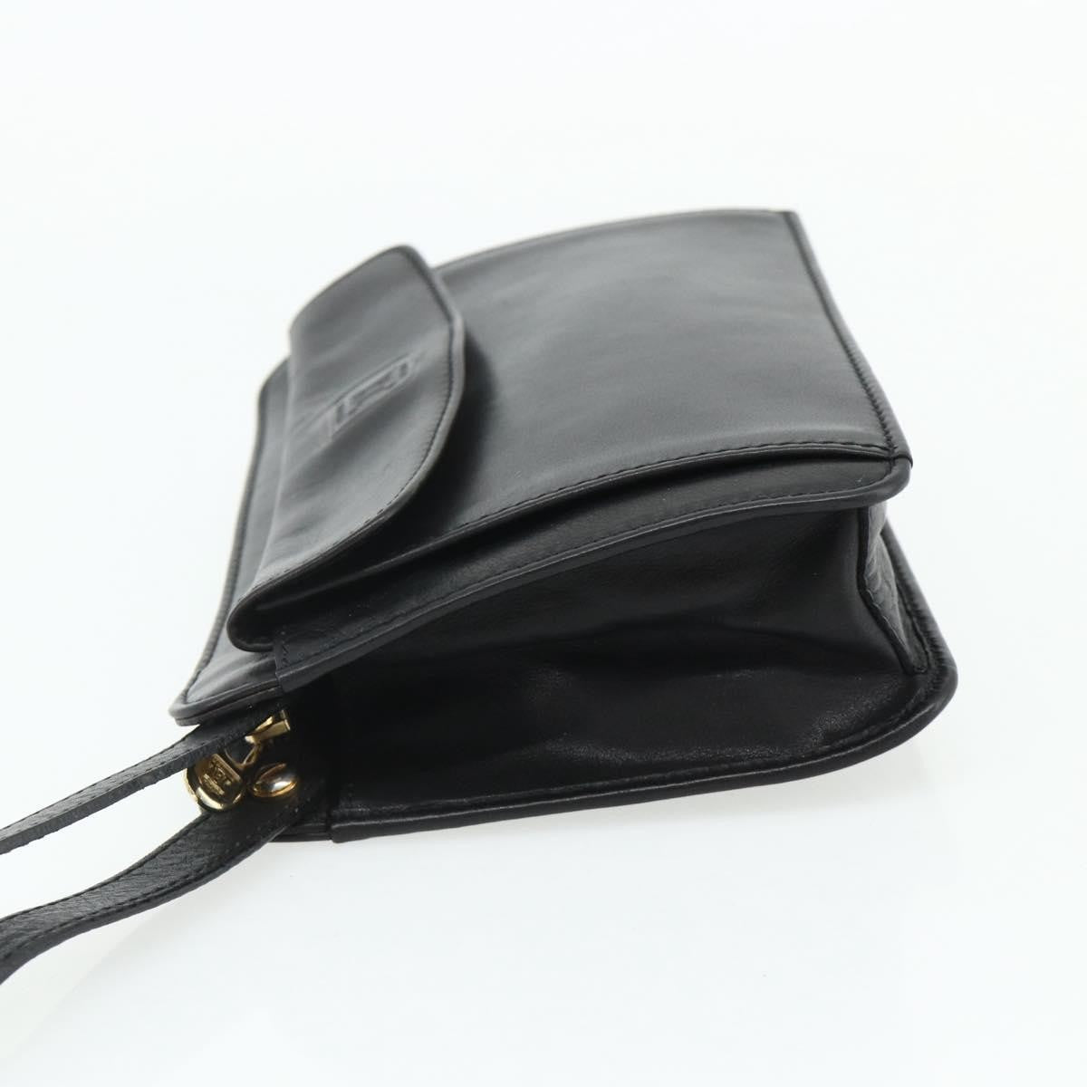 Celine Zip Clutch Leather Black Leather Clutche & Pouche Bag (Pre-Owned)