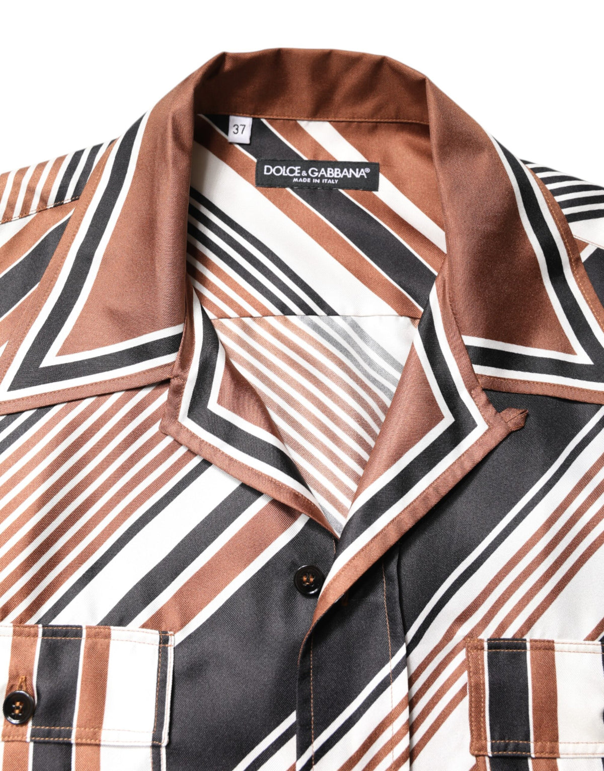 Dolce & Gabbana Multicolor Striped Silk Short Sleeves Men's Shirt (Pre-Owned)
