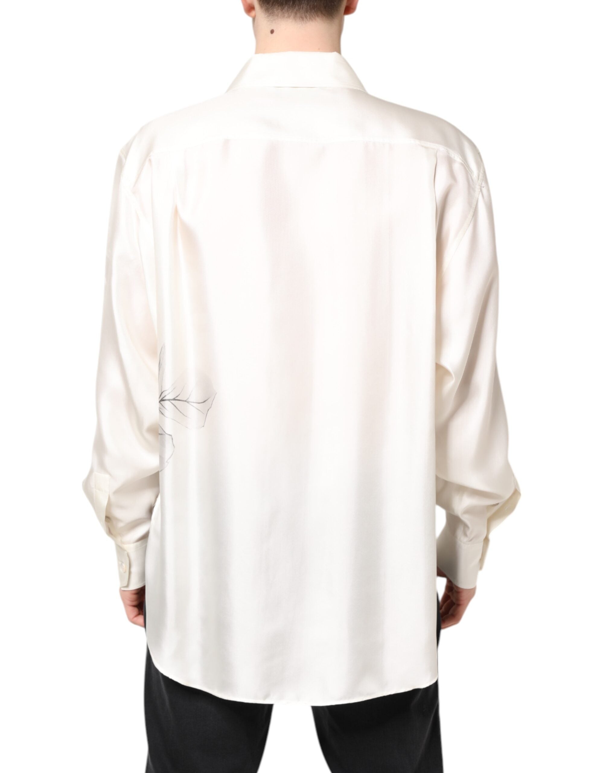 Dolce & Gabbana Ivory Silk Long Sleeves Men Casual Men's Shirt