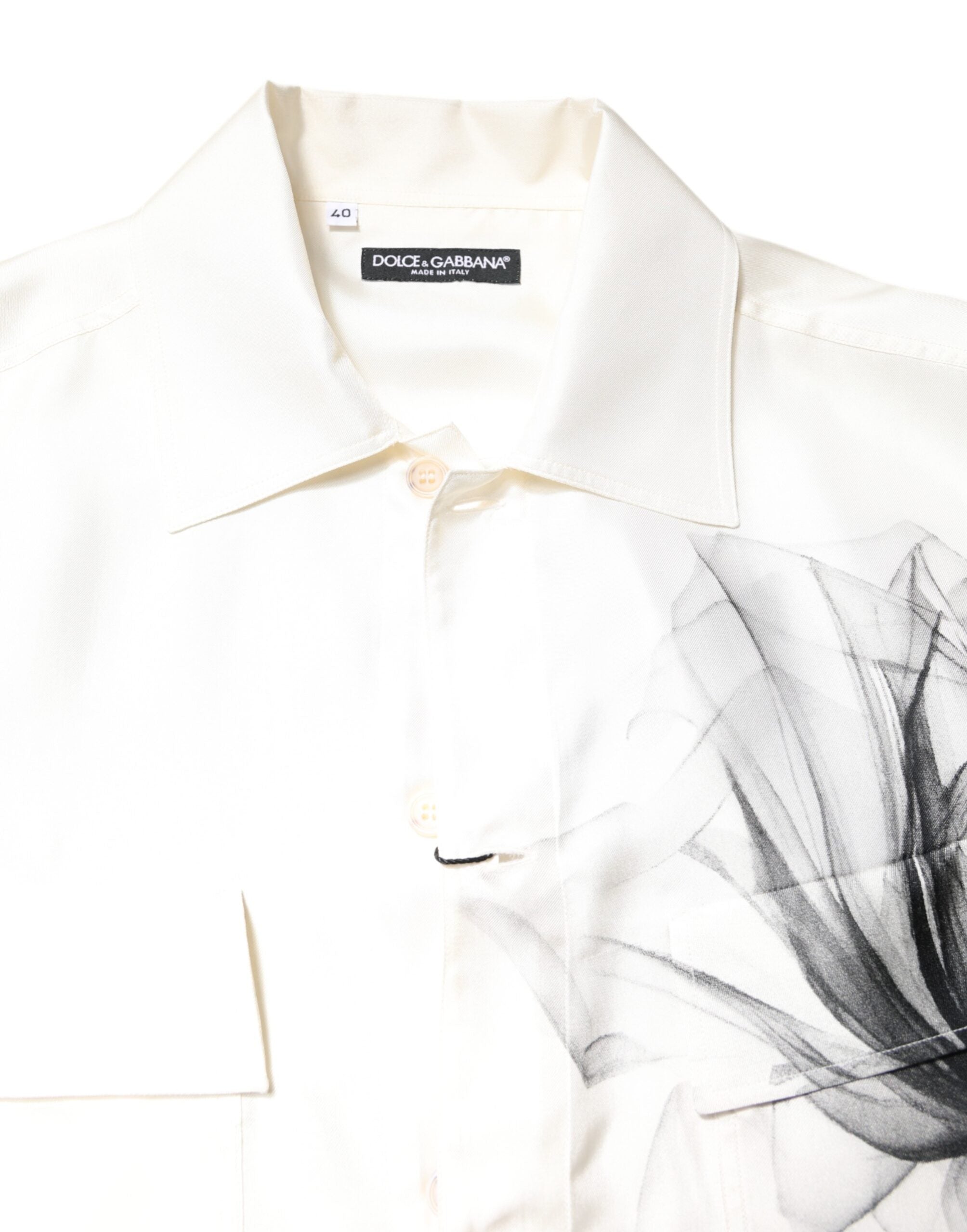 Dolce & Gabbana Ivory Silk Long Sleeves Men Casual Men's Shirt