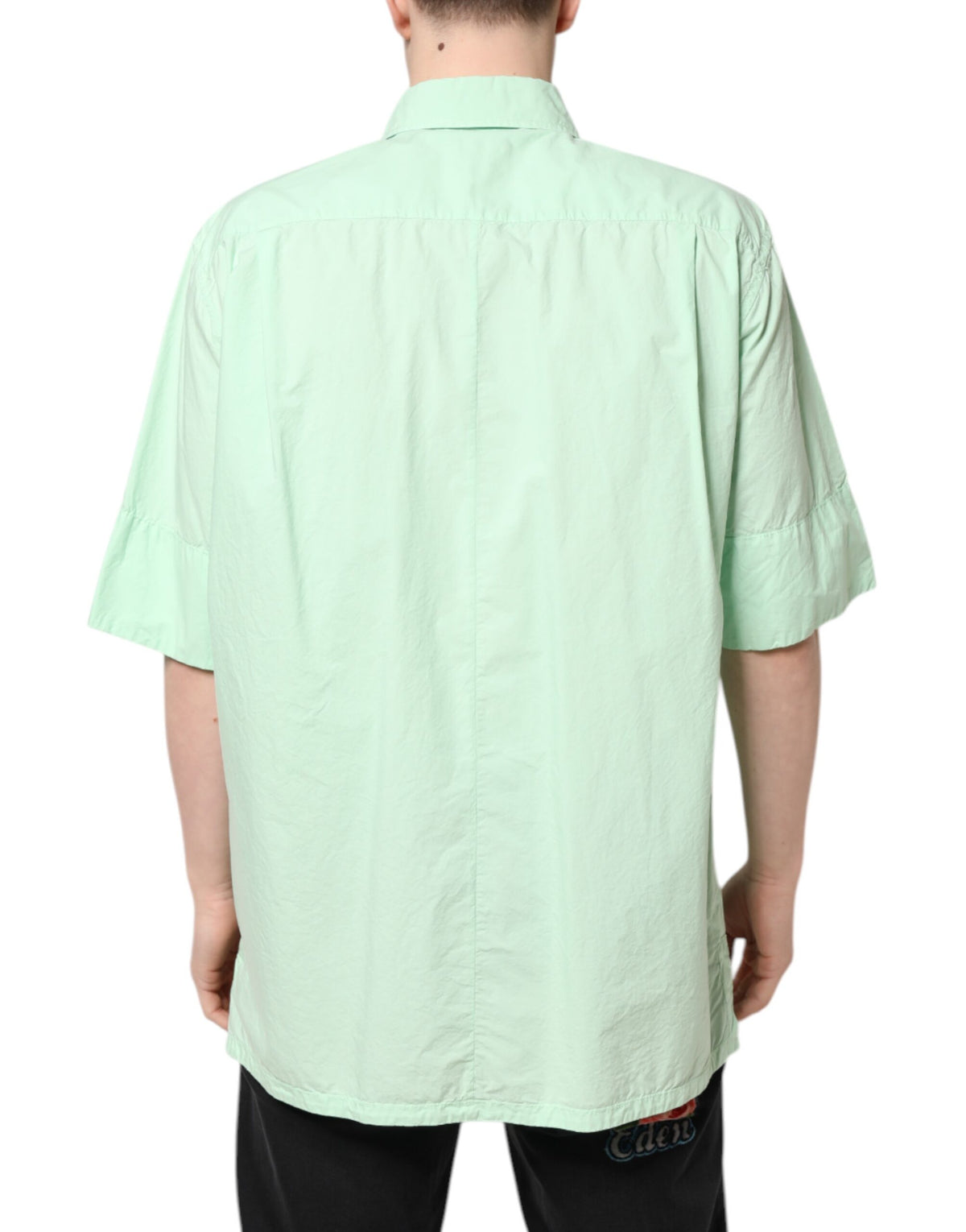 Dolce & Gabbana Green Cotton Short Sleeves Men Casual Men's Shirt (Pre-Owned)