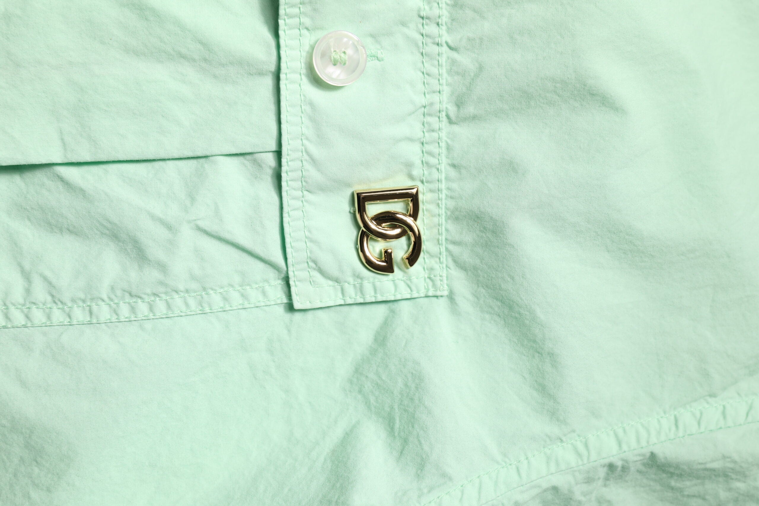 Dolce & Gabbana Green Cotton Short Sleeves Men Casual Men's Shirt (Pre-Owned)