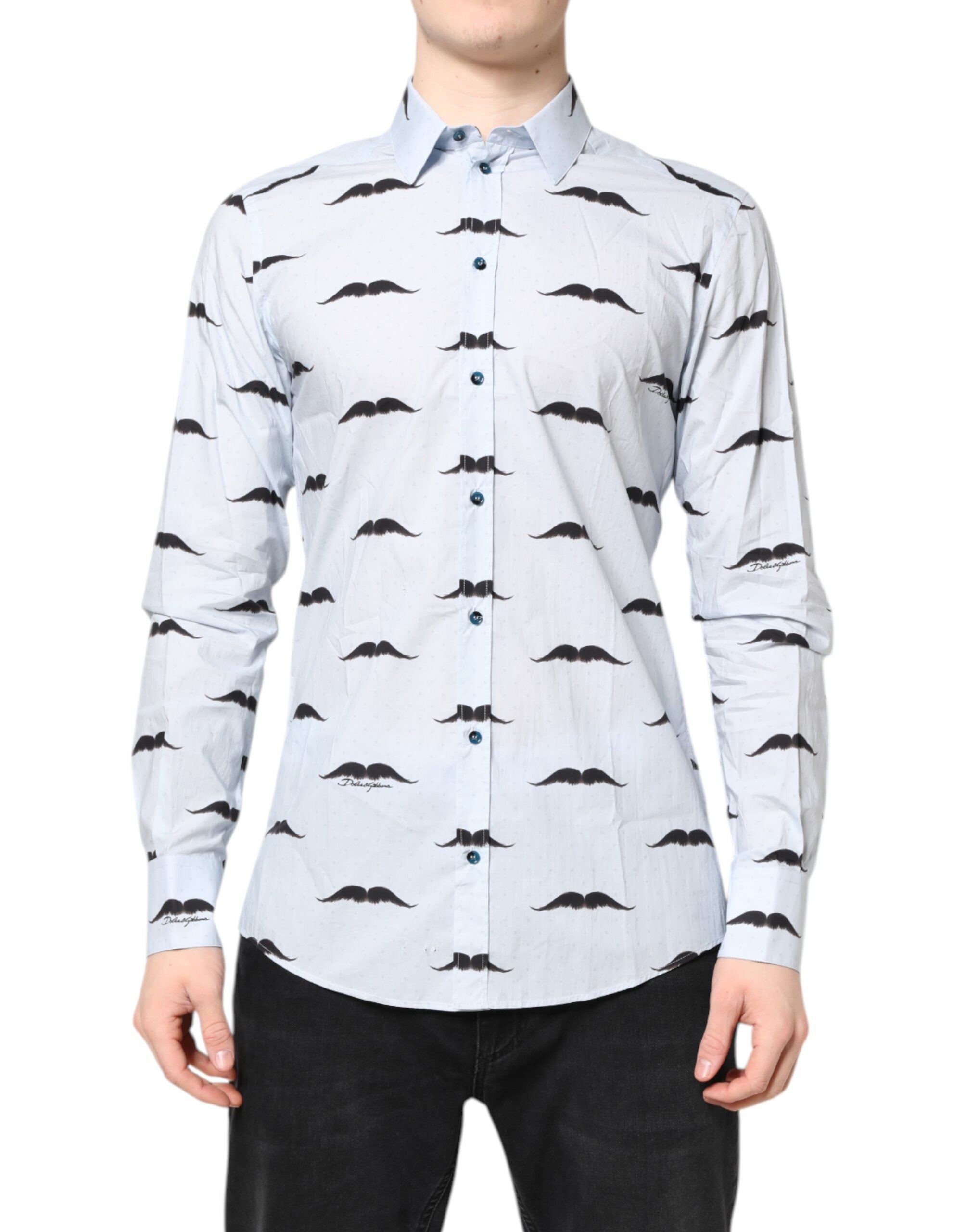Dolce & Gabbana Light Blue Cotton MARTINI Formal Dress Men's Shirt
