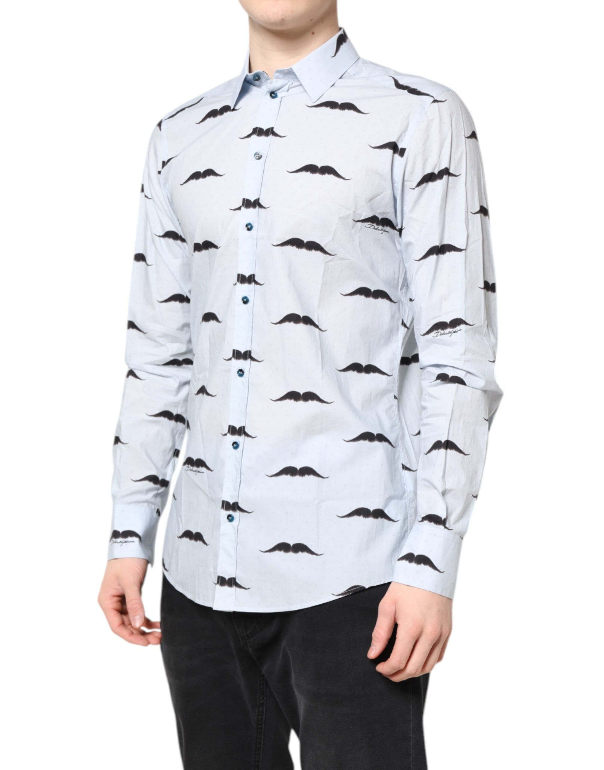 Dolce & Gabbana Light Blue Cotton MARTINI Formal Dress Men's Shirt