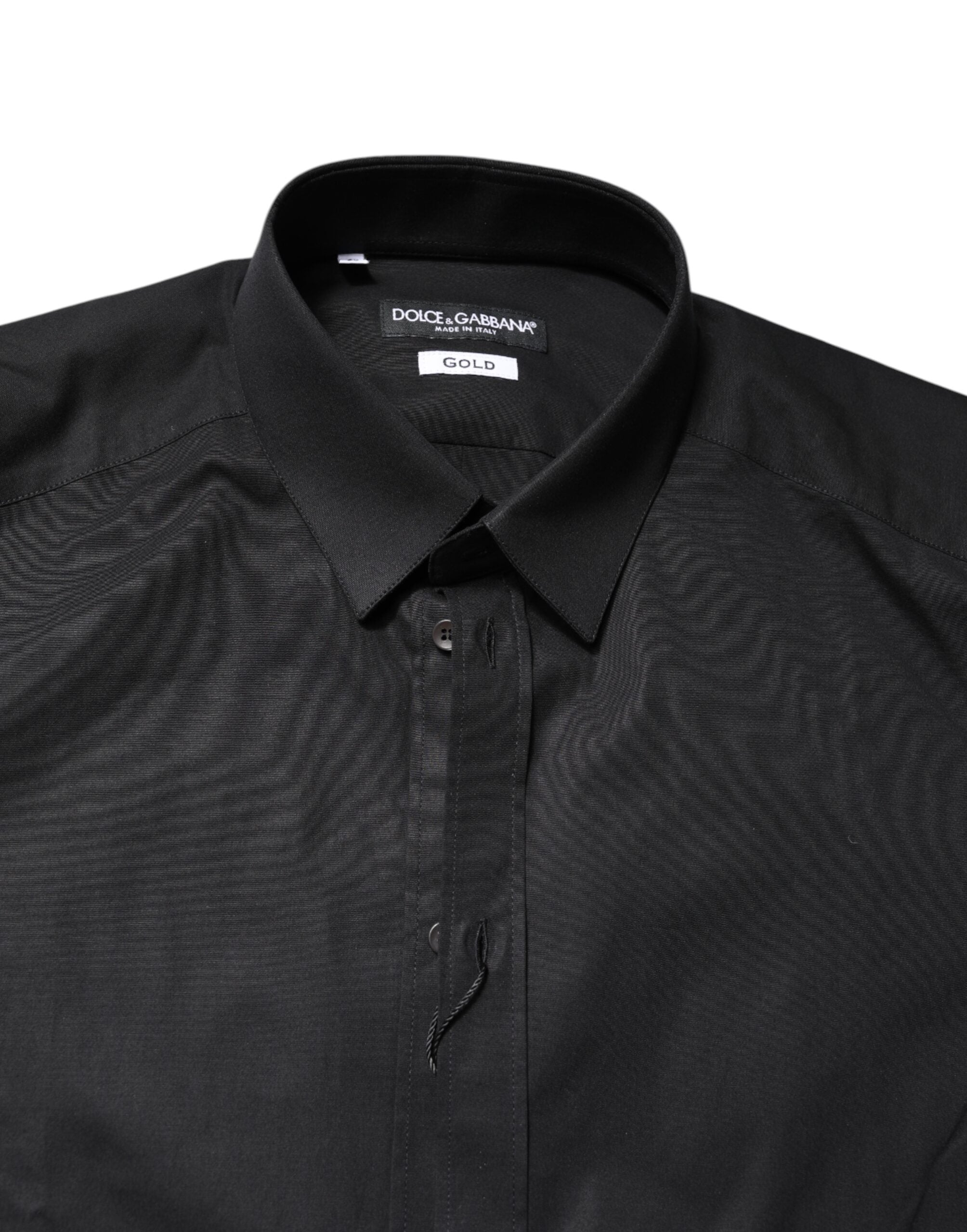 Dolce & Gabbana Black GOLD Cotton Long Sleeves Dress Men's Shirt