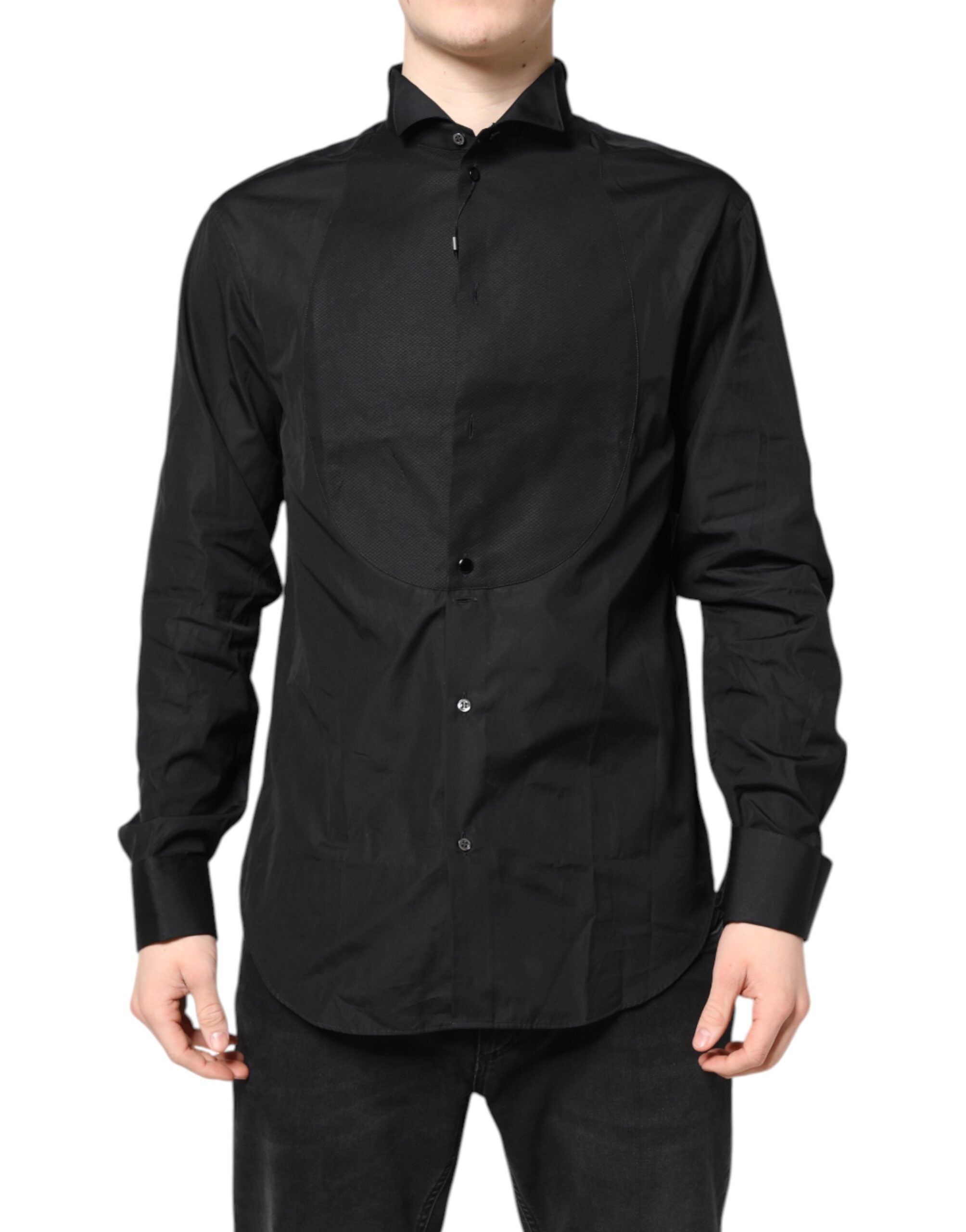 Emporio Armani Black Cotton Long Sleeves Formal Dress Men's Shirt (Pre-Owned)