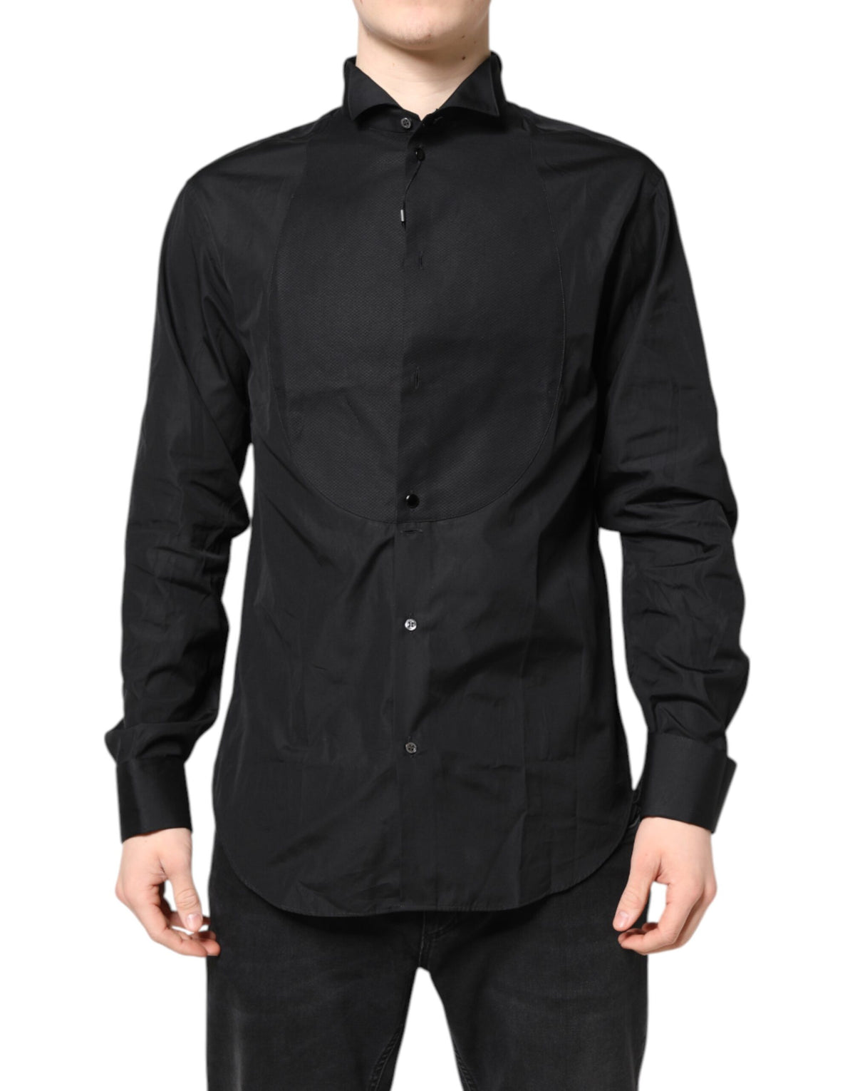 Emporio Armani Black Cotton Long Sleeves Formal Dress Men's Shirt (Pre-Owned)