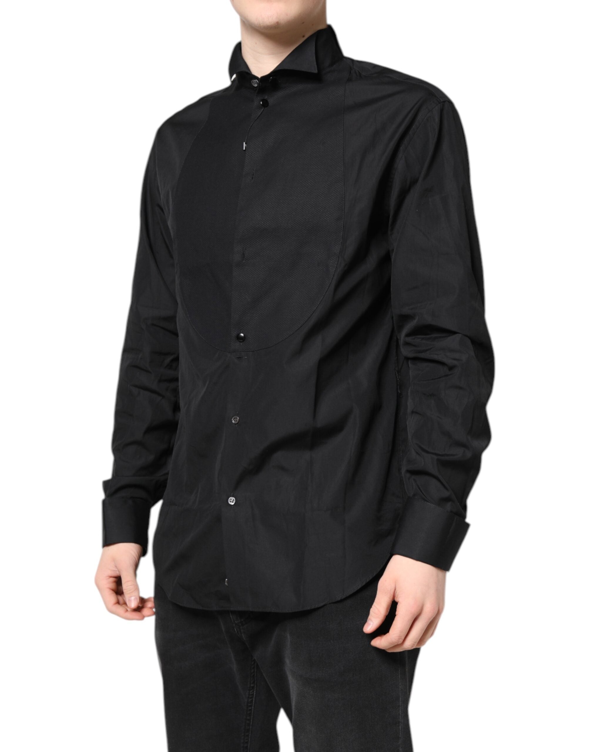 Emporio Armani Black Cotton Long Sleeves Formal Dress Men's Shirt (Pre-Owned)