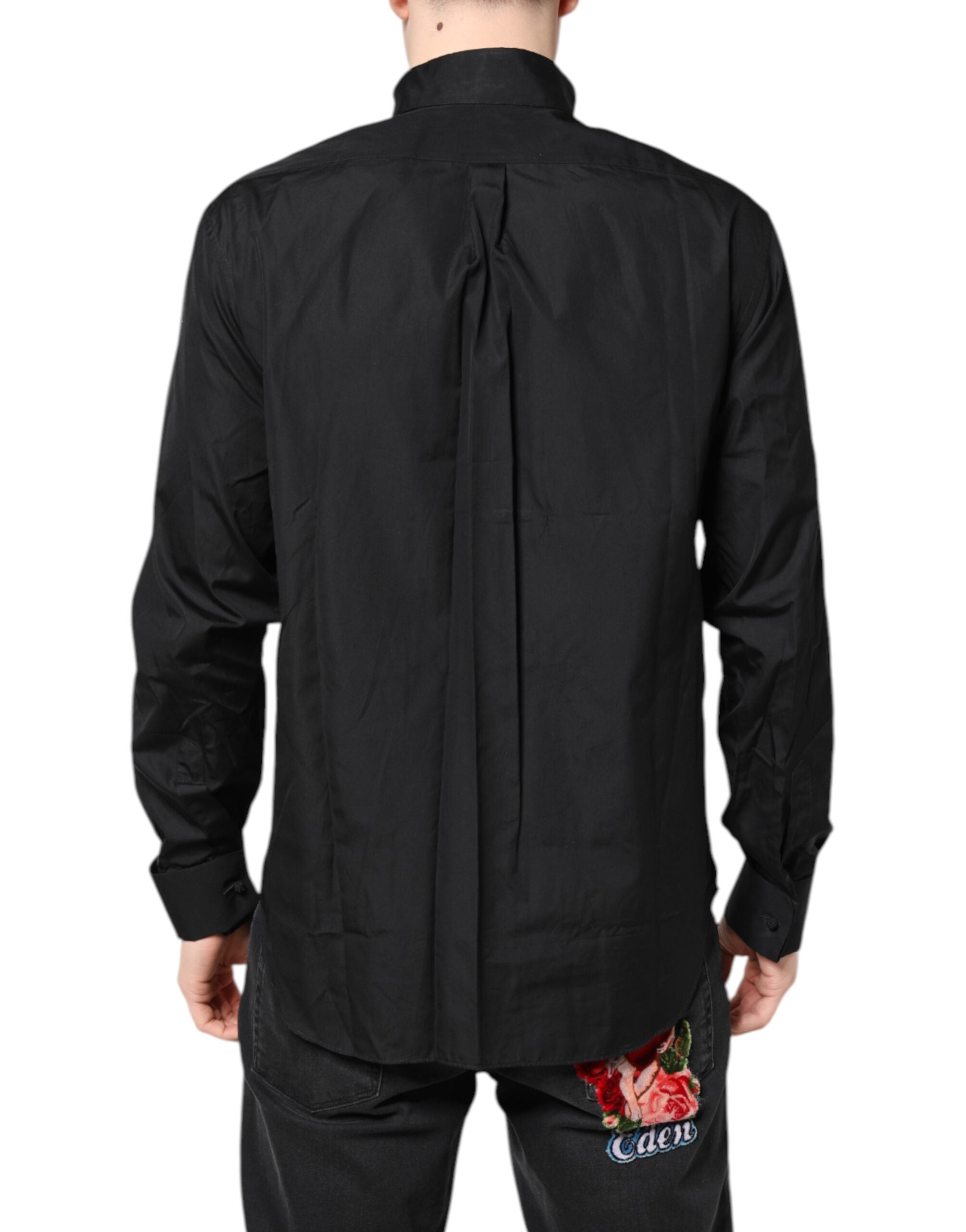Emporio Armani Black Cotton Long Sleeves Formal Dress Men's Shirt (Pre-Owned)