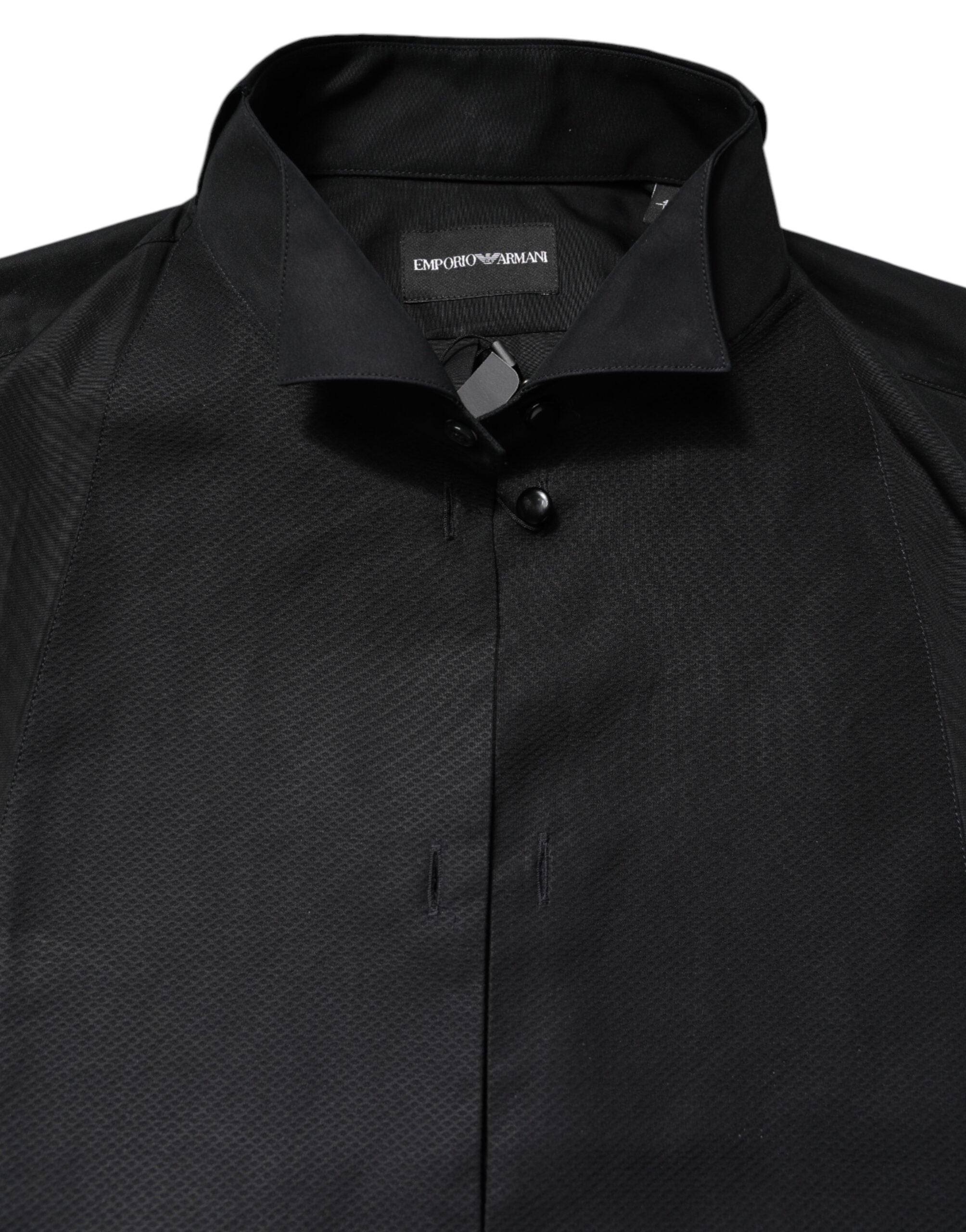 Emporio Armani Black Cotton Long Sleeves Formal Dress Men's Shirt (Pre-Owned)