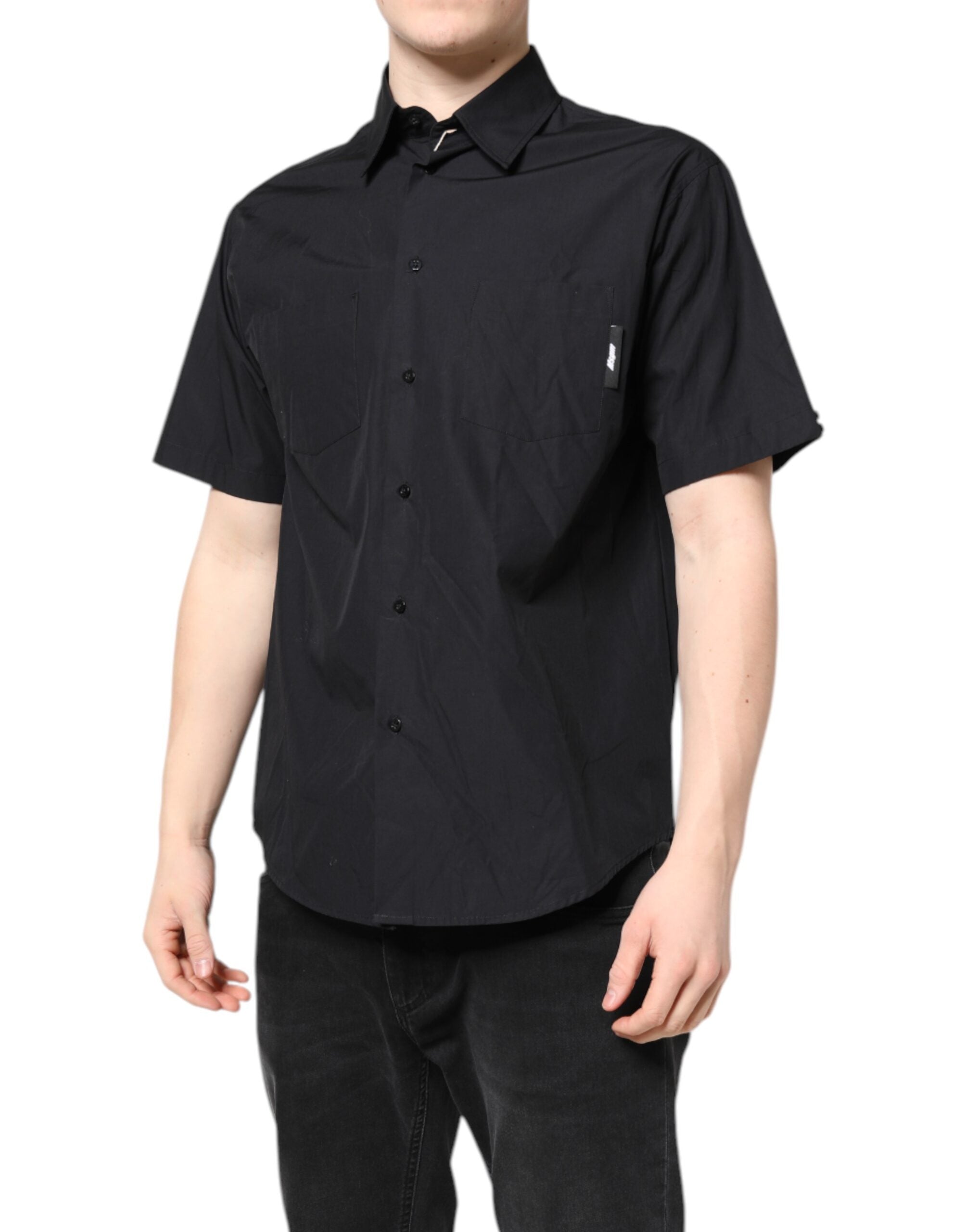MSGM Black Printed Short Sleeves Collared Men Casual Men's Shirt