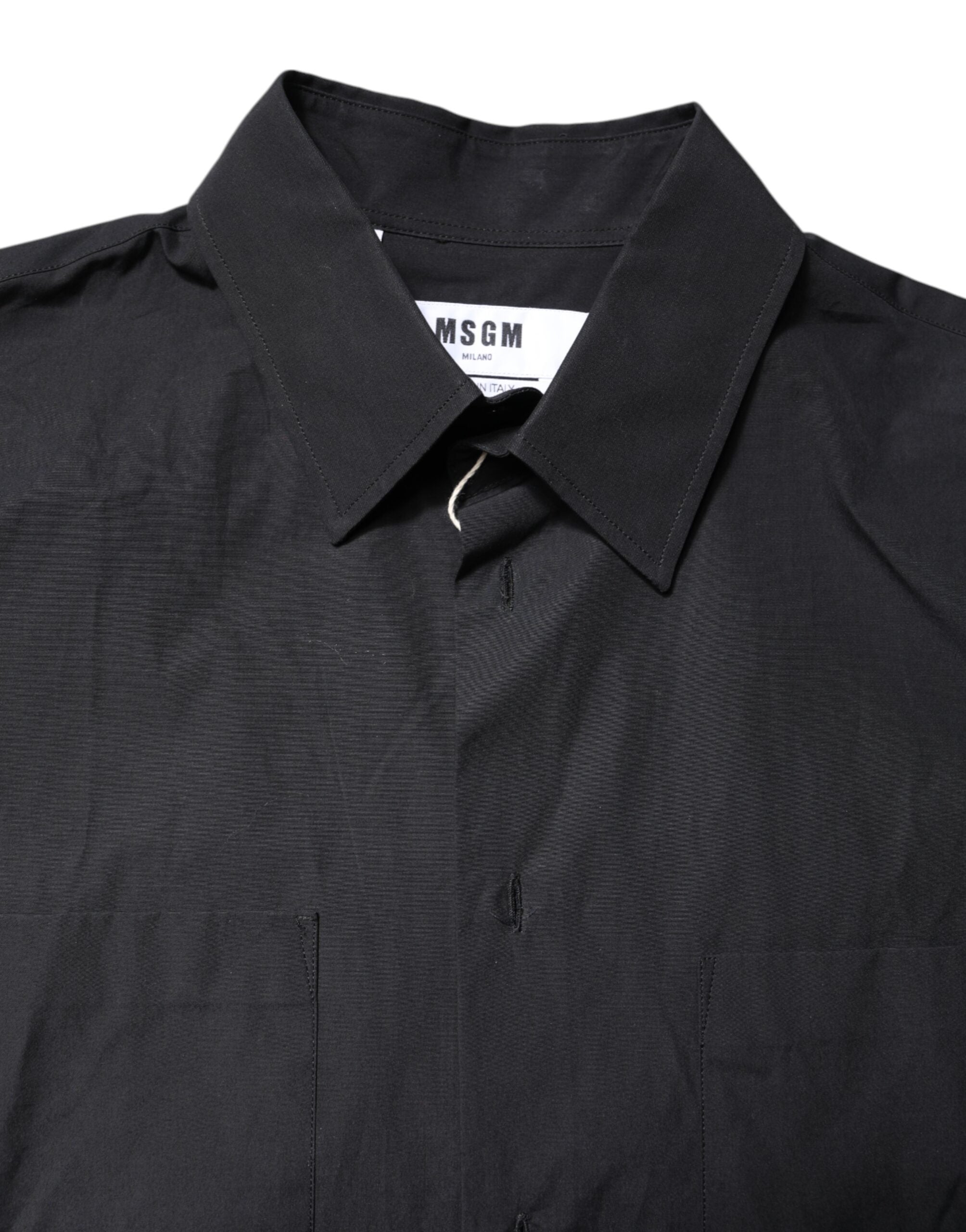 MSGM Black Printed Short Sleeves Collared Men Casual Men's Shirt