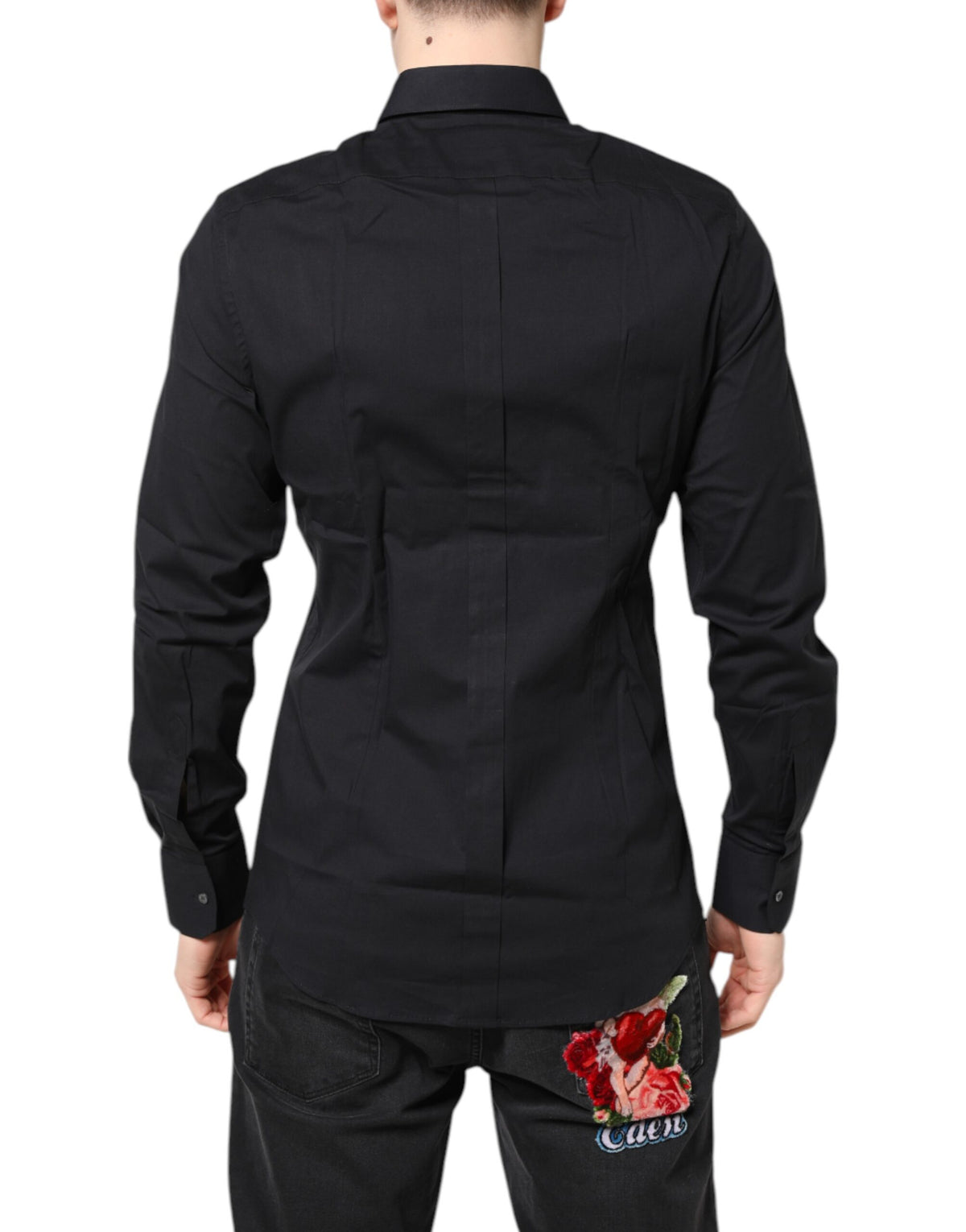 Dolce & Gabbana Black GOLD Cotton Long Sleeves Dress Men's Shirt (Pre-Owned)