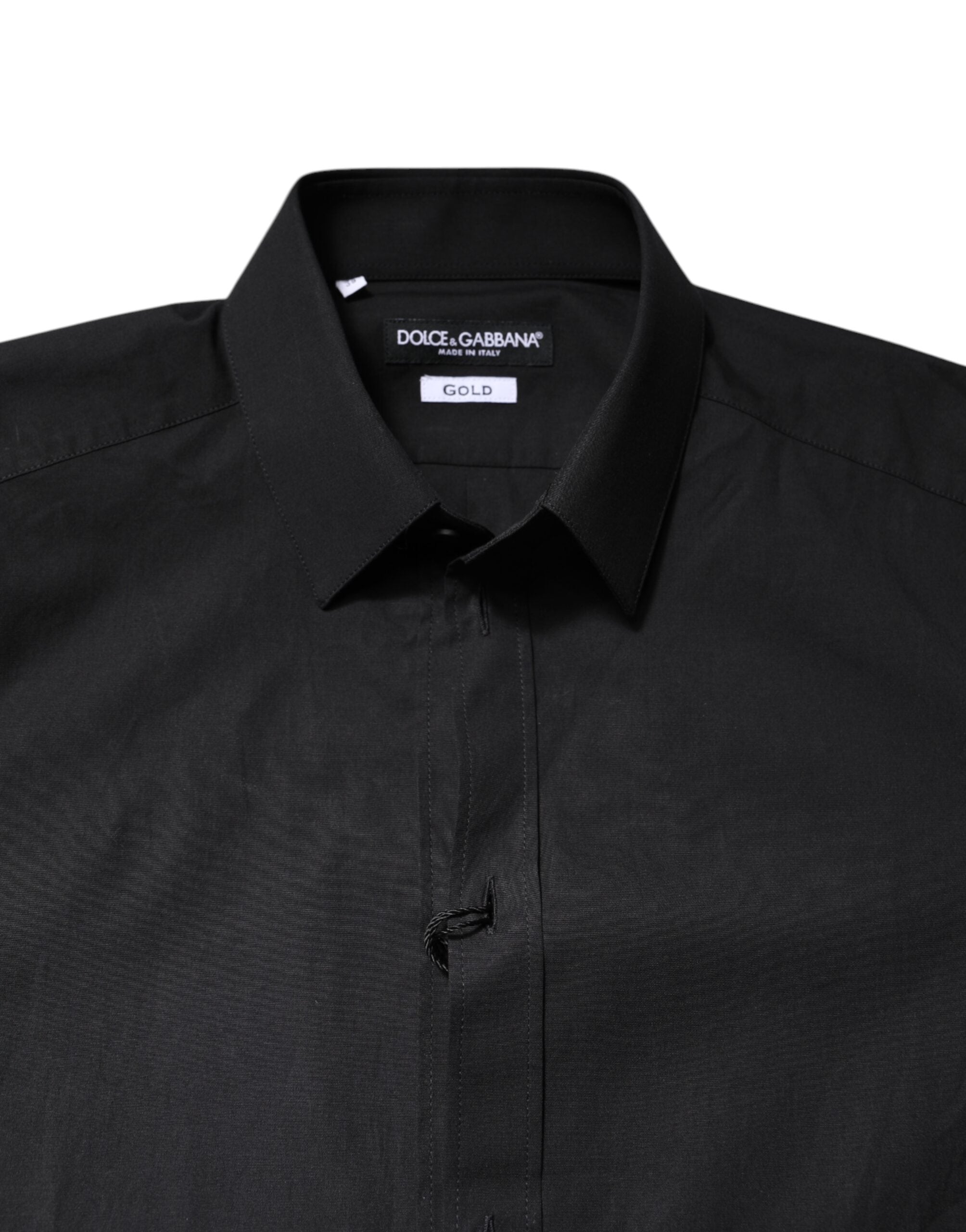 Dolce & Gabbana Black GOLD Cotton Dress Formal Men's Shirt