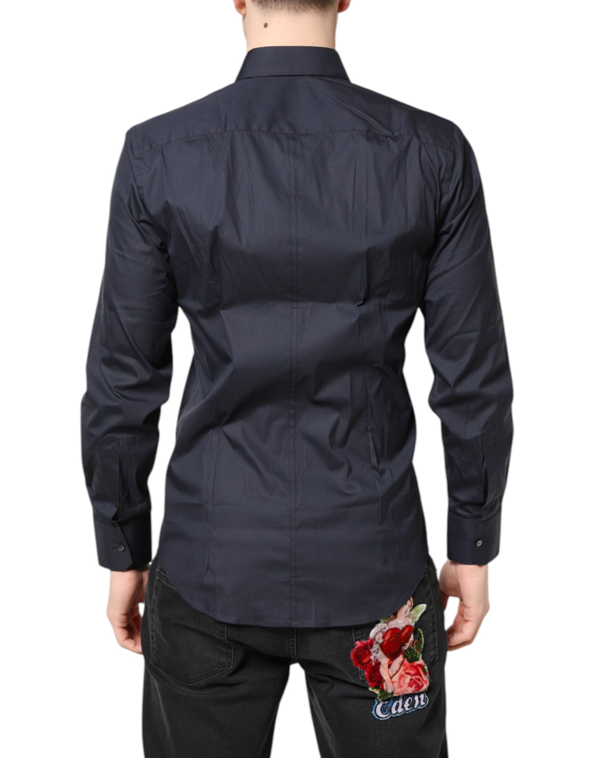 Dolce & Gabbana Dark Blue MARTINI Cotton Dress Formal Men's Shirt