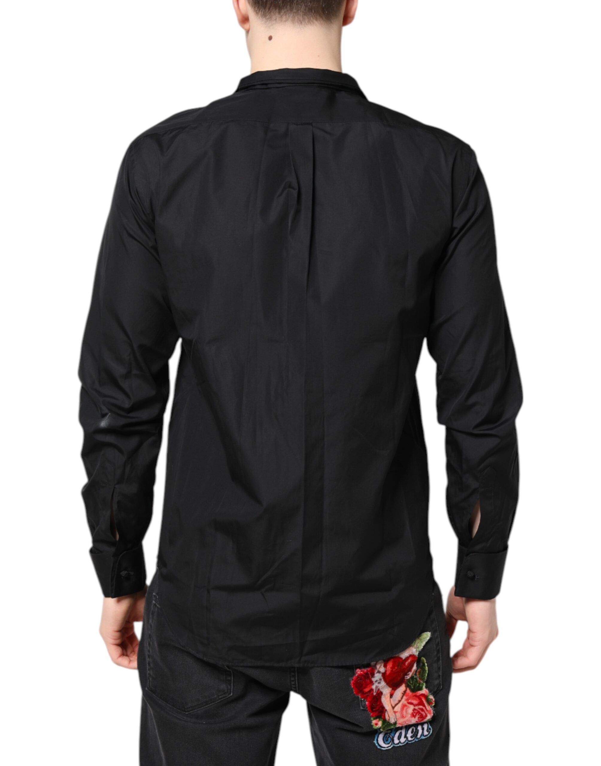 Emporio Armani Black Cotton Long Sleeves Men Formal Dress Men's Shirt (Pre-Owned)