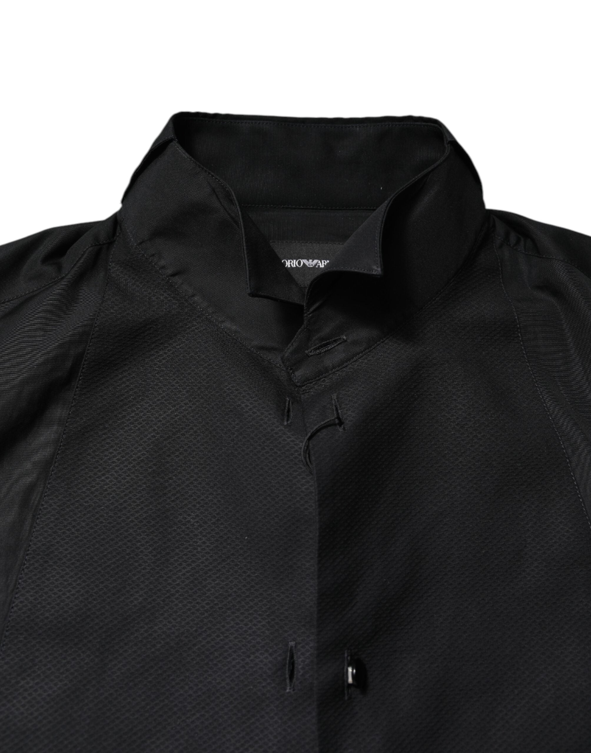 Emporio Armani Black Cotton Long Sleeves Men Formal Dress Men's Shirt (Pre-Owned)