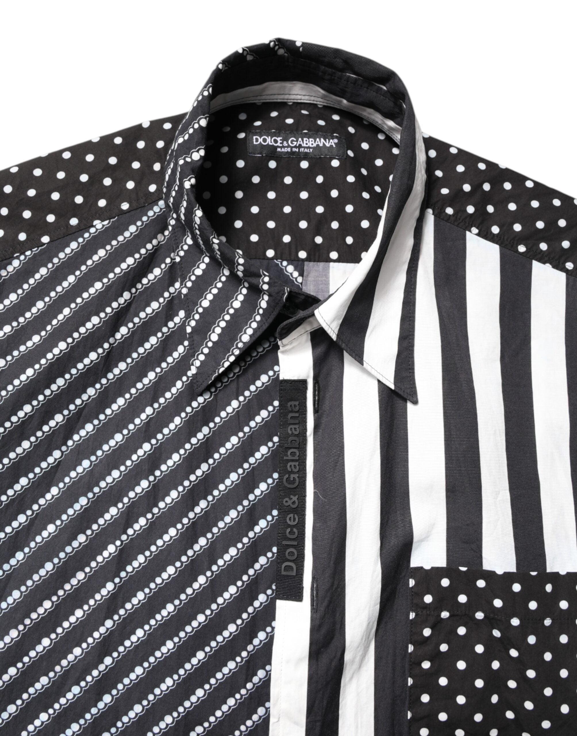 Dolce & Gabbana Black White Stripe Button Down Casual Men's Shirt (Pre-Owned)