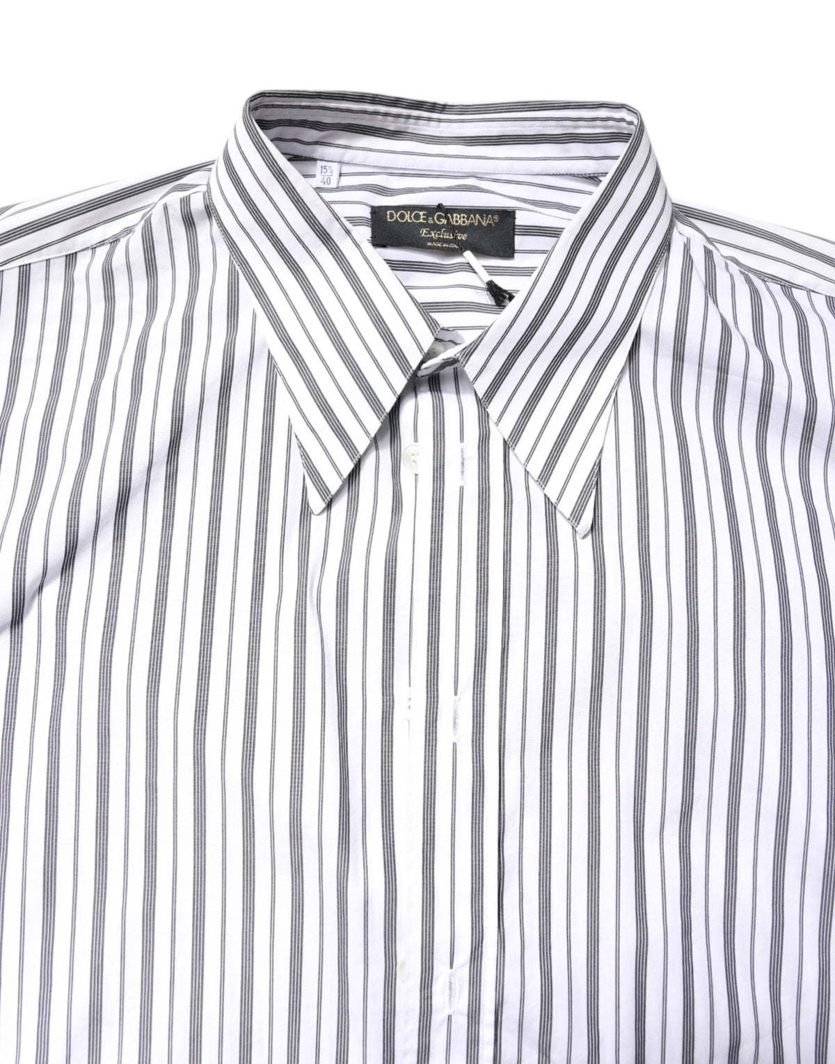 Dolce & Gabbana White Black Stripe Button Down Casual Men's Shirt