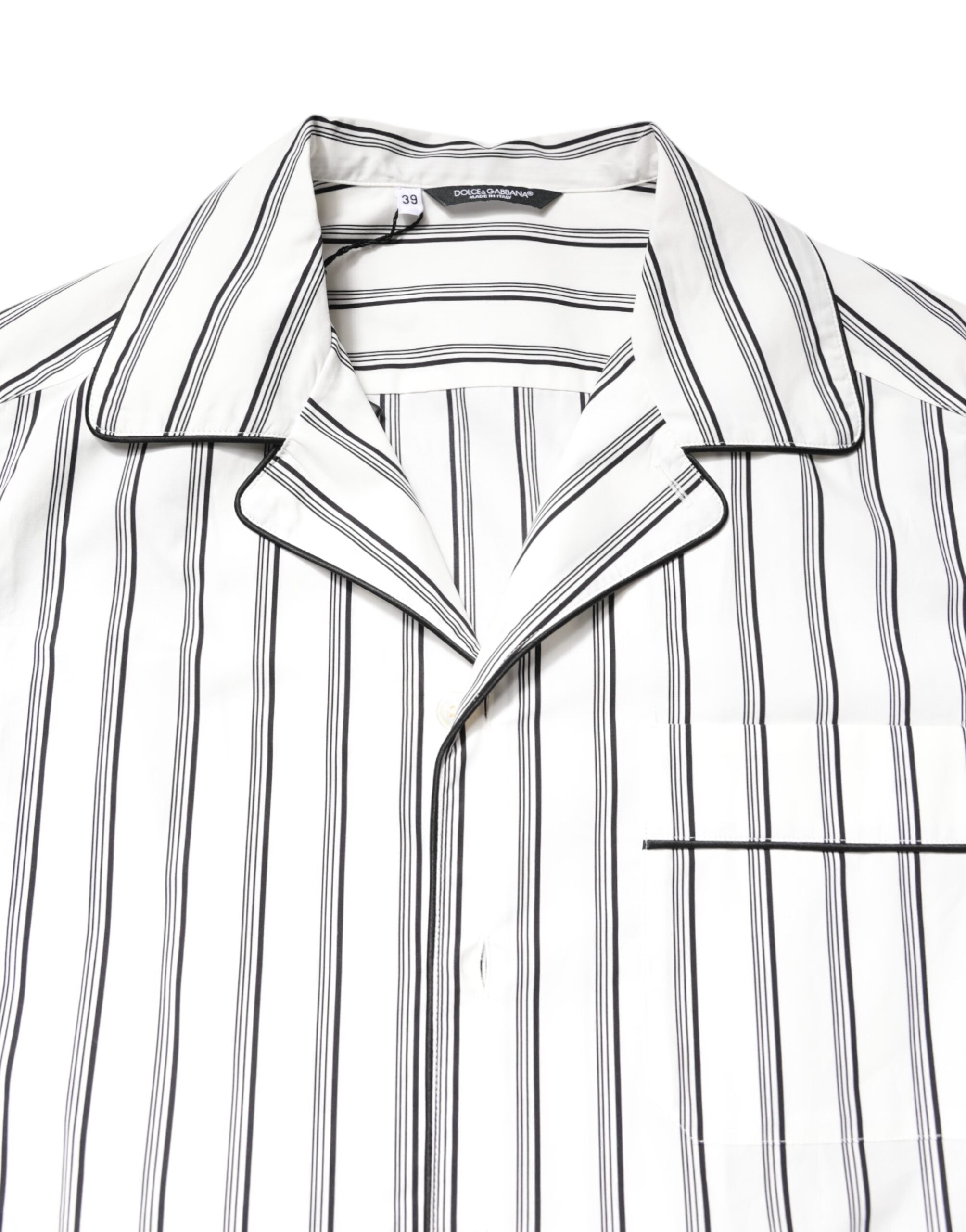 Dolce & Gabbana White Stripes Lounge Pajama Sleepwear Men's Shirt