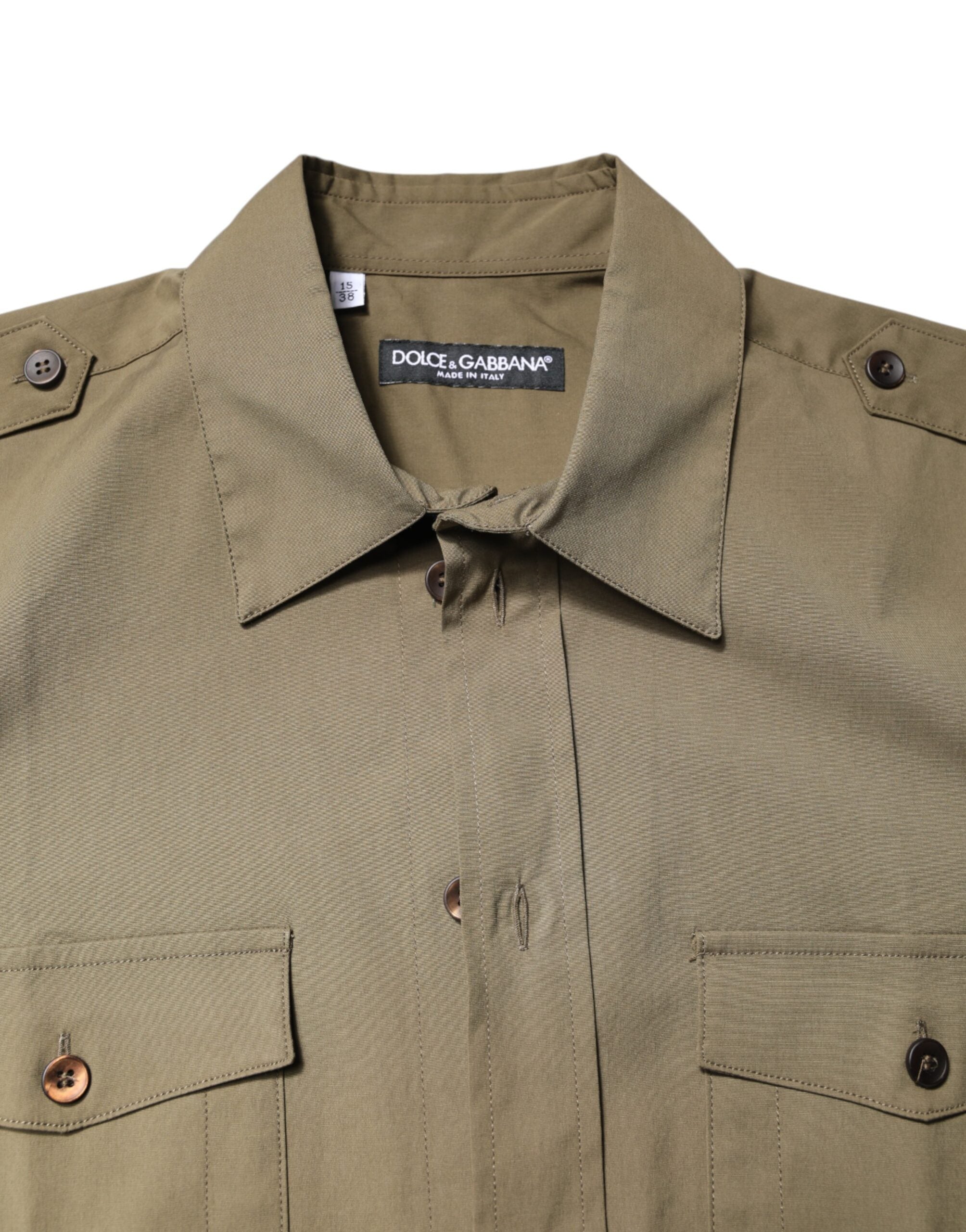 Dolce & Gabbana Brown Cotton Stretch Casual Long Sleeves Men's Shirt