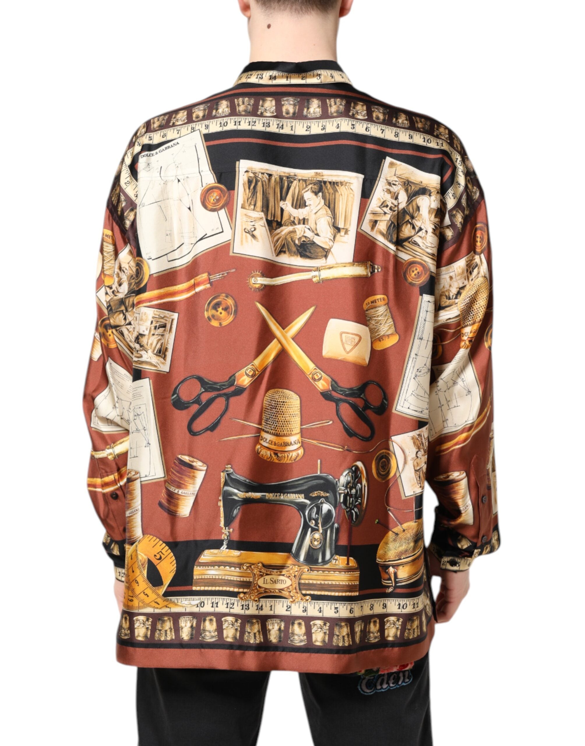 Dolce & Gabbana Multicolor Tailor Print Silk Casual Men's Shirt