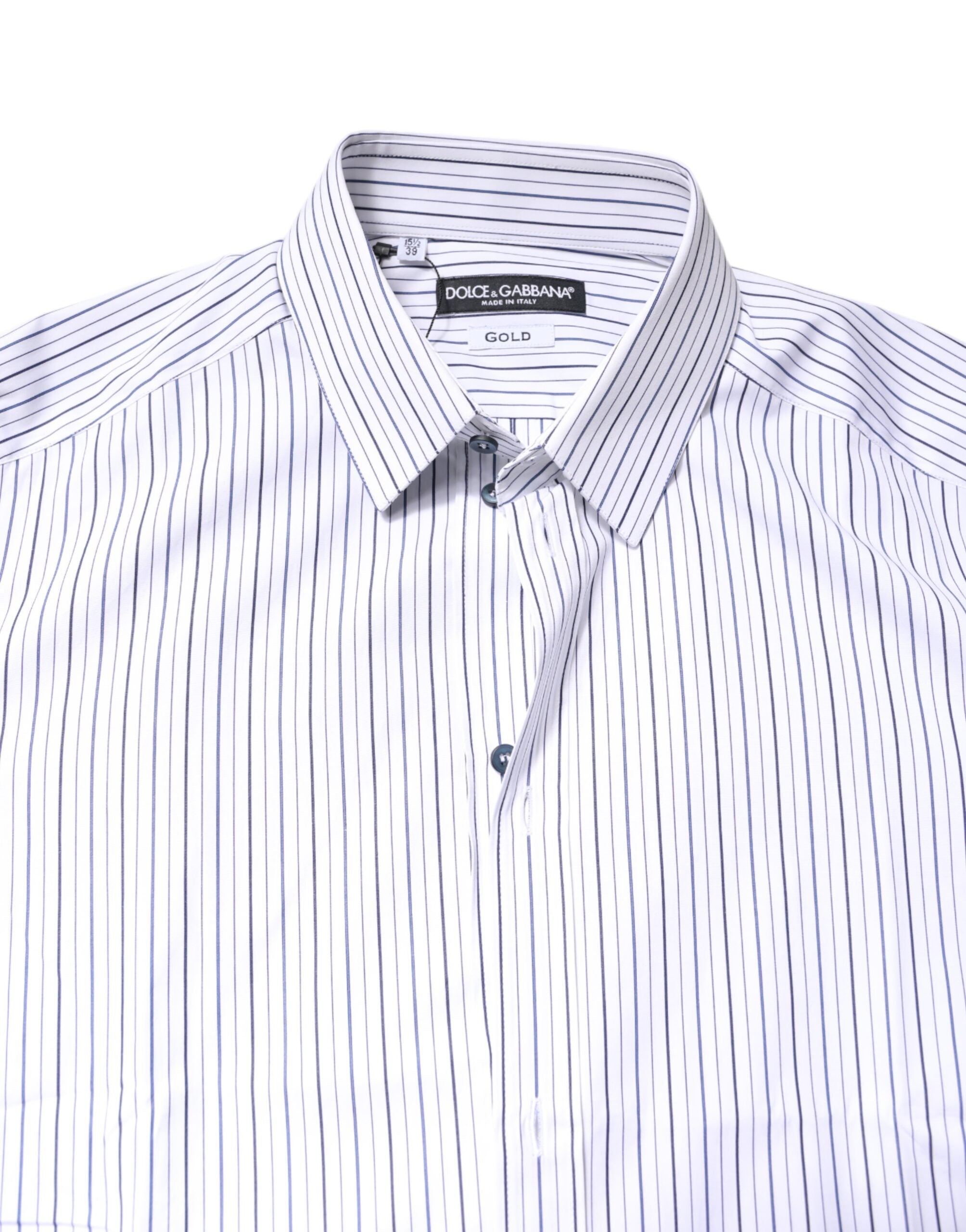 Dolce & Gabbana White Stripes GOLD Cotton Formal Men's Shirt