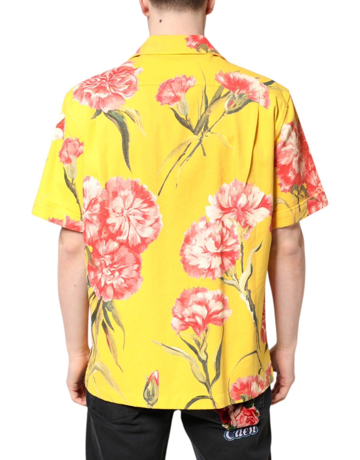 Dolce & Gabbana Yellow Floral Men Button Down Casual Men's Shirt