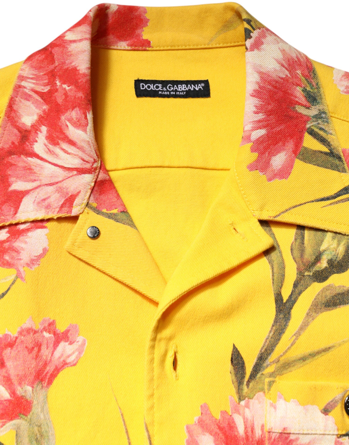 Dolce & Gabbana Yellow Floral Men Button Down Casual Men's Shirt