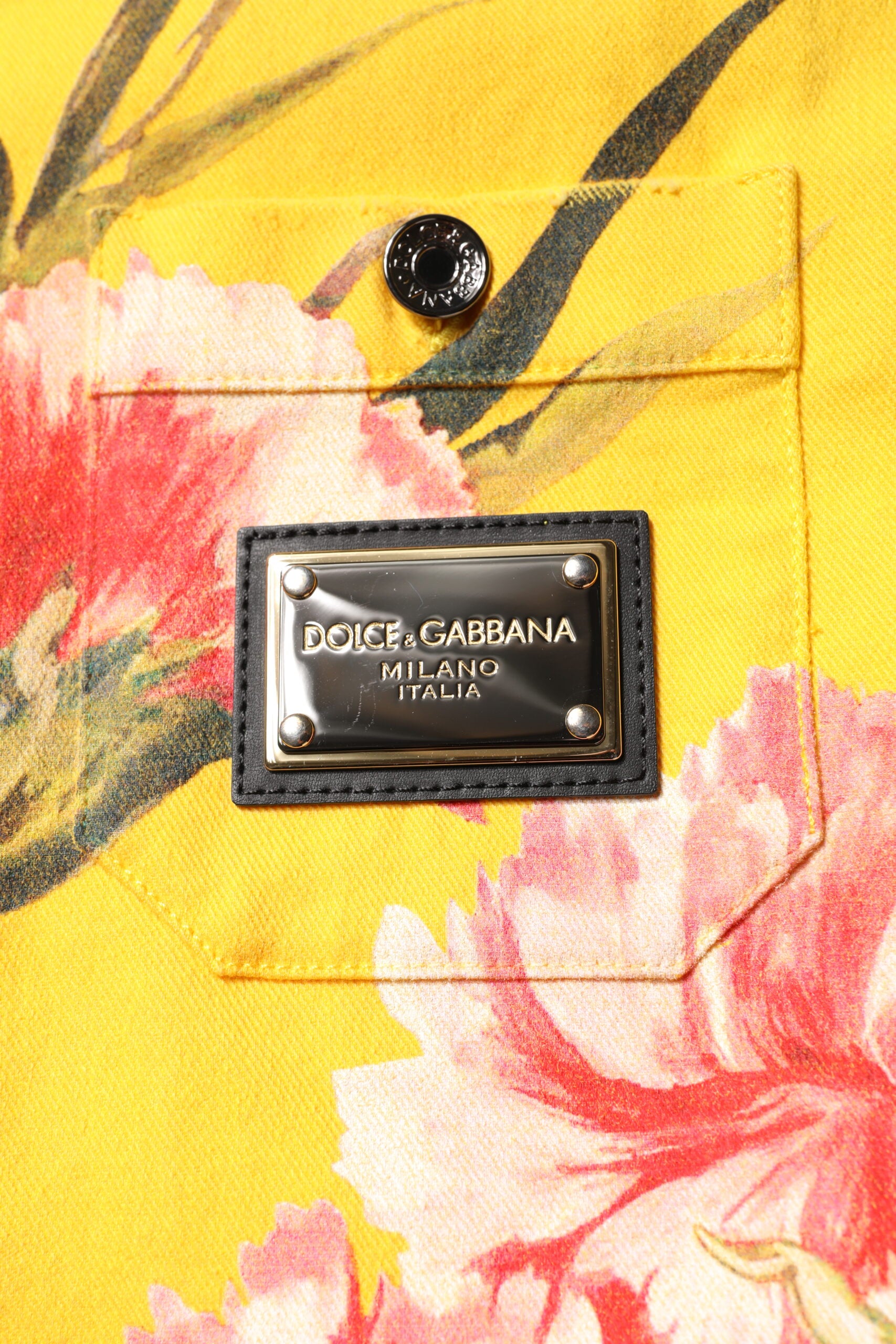 Dolce & Gabbana Yellow Floral Men Button Down Casual Men's Shirt