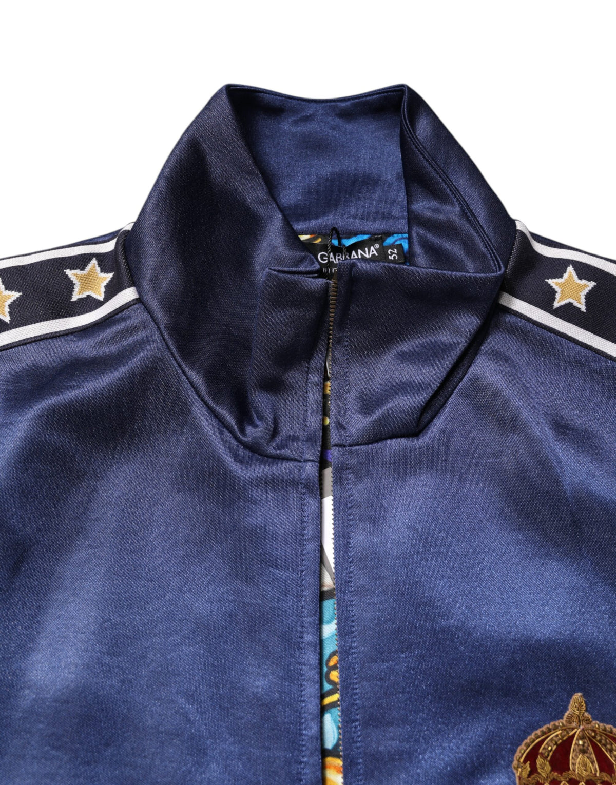 Dolce & Gabbana Blue Nylon Logo Patch Men Bomber Men's Sweater (Pre-Owned)