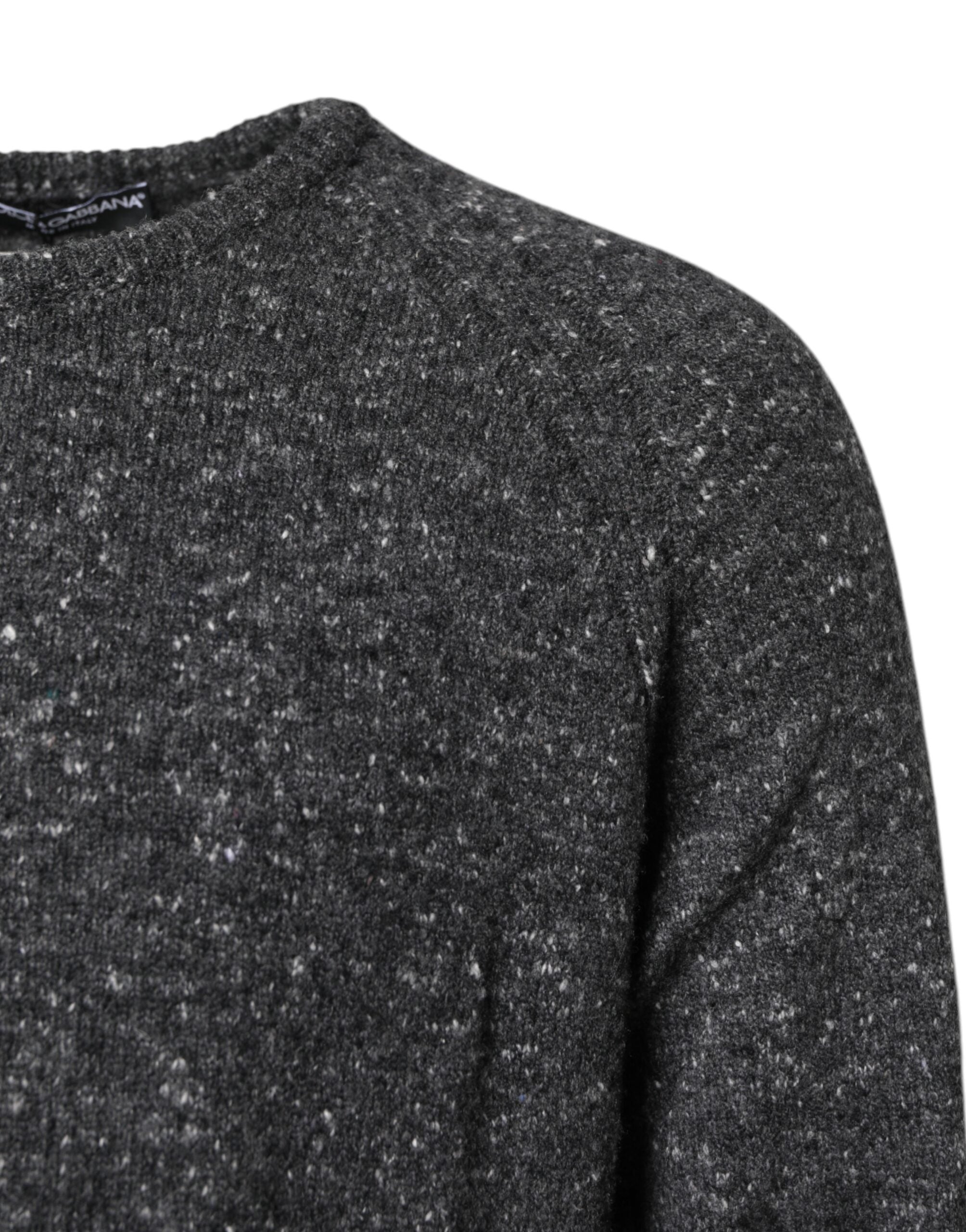 Dolce & Gabbana Gray Wool Knitted Round Neck Pullover Men's Sweater