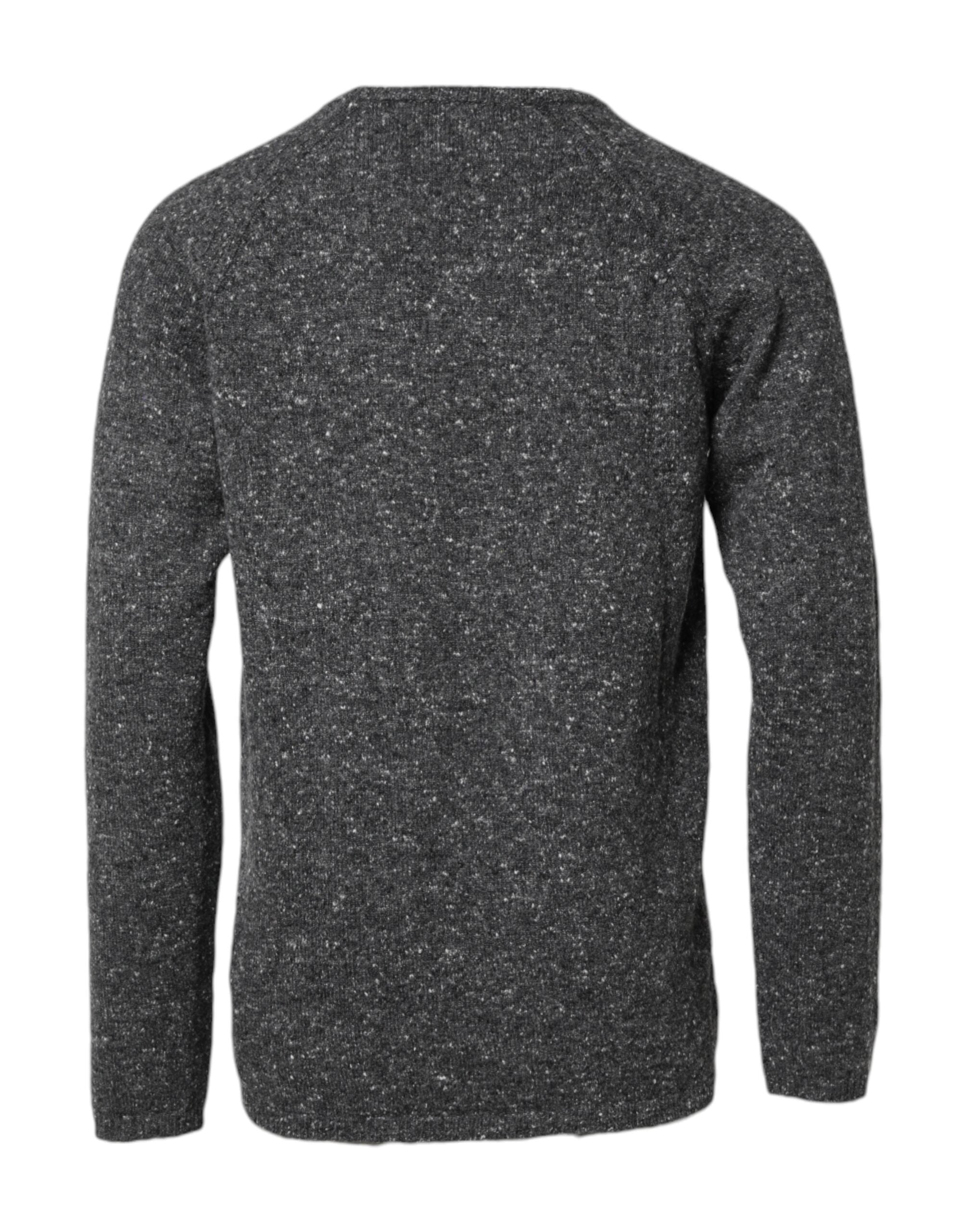 Dolce & Gabbana Gray Wool Knitted Round Neck Pullover Men's Sweater