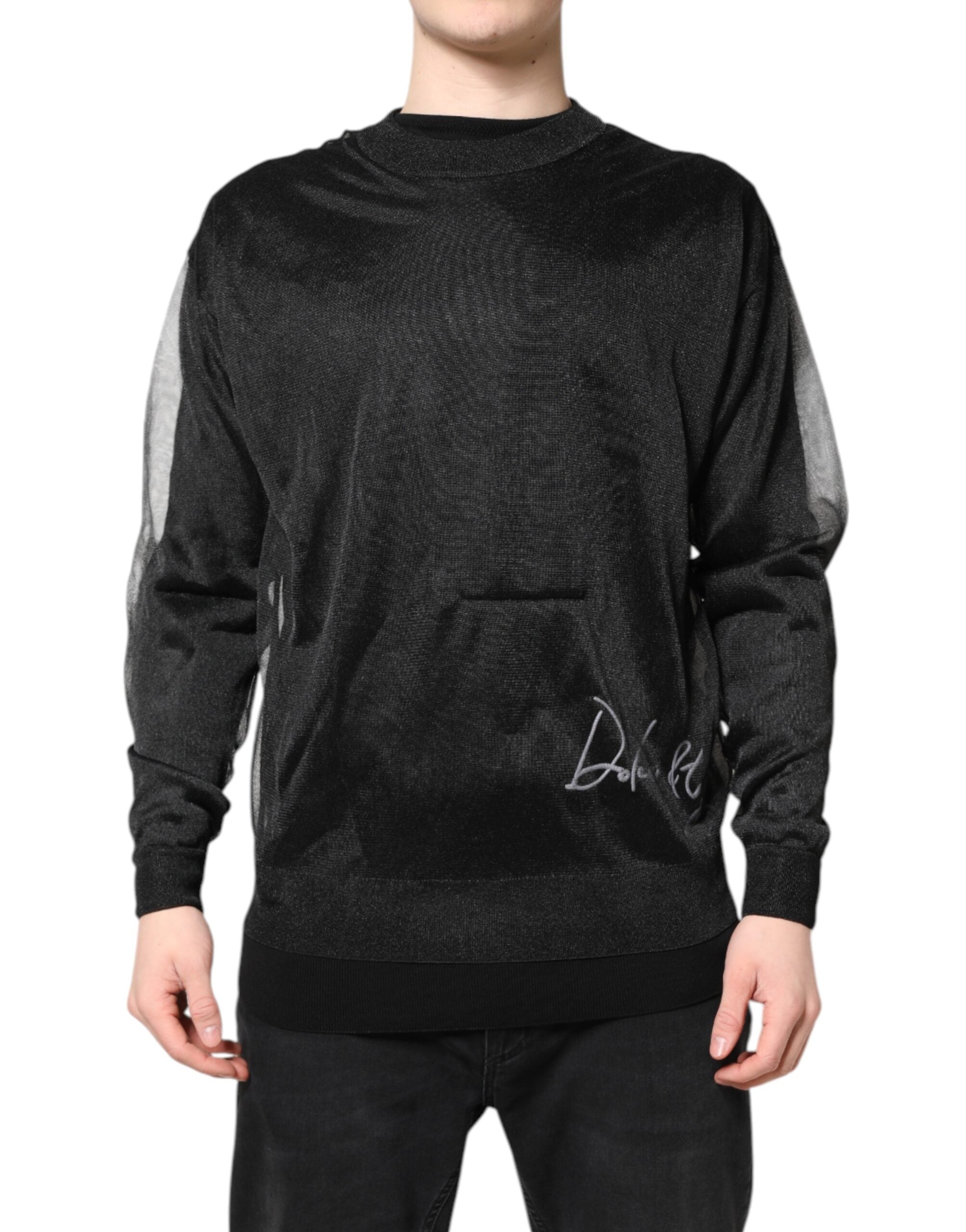 Dolce & Gabbana Black Logo Knitted Crewneck Pullover Men's Sweater (Pre-Owned)