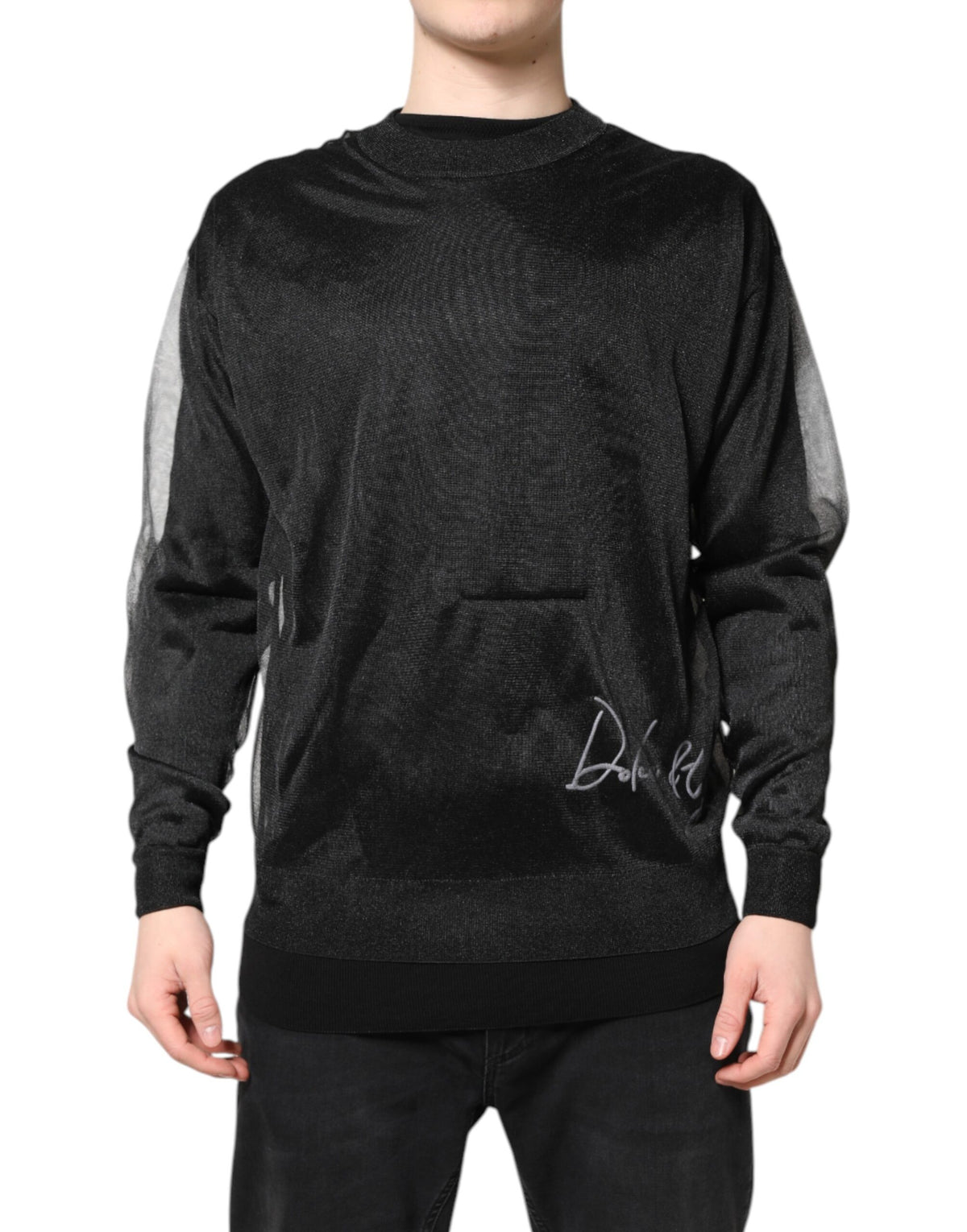 Dolce & Gabbana Black Logo Knitted Crewneck Pullover Men's Sweater (Pre-Owned)