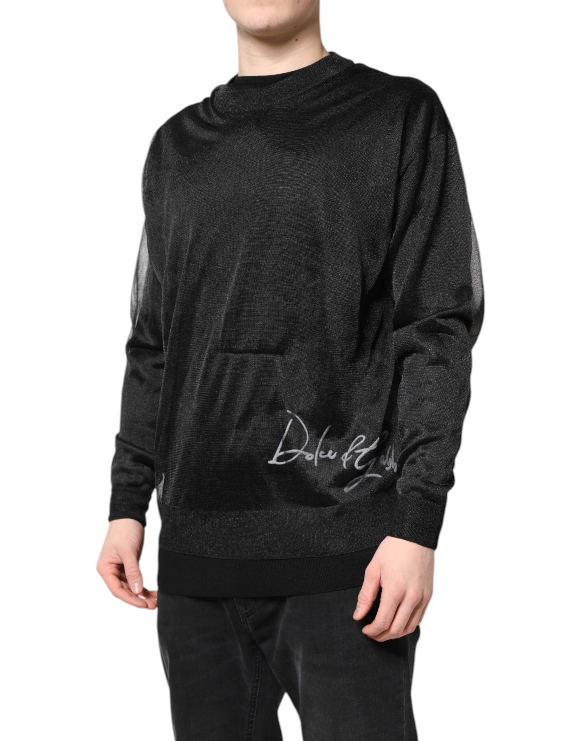 Dolce & Gabbana Black Logo Knitted Crewneck Pullover Men's Sweater (Pre-Owned)