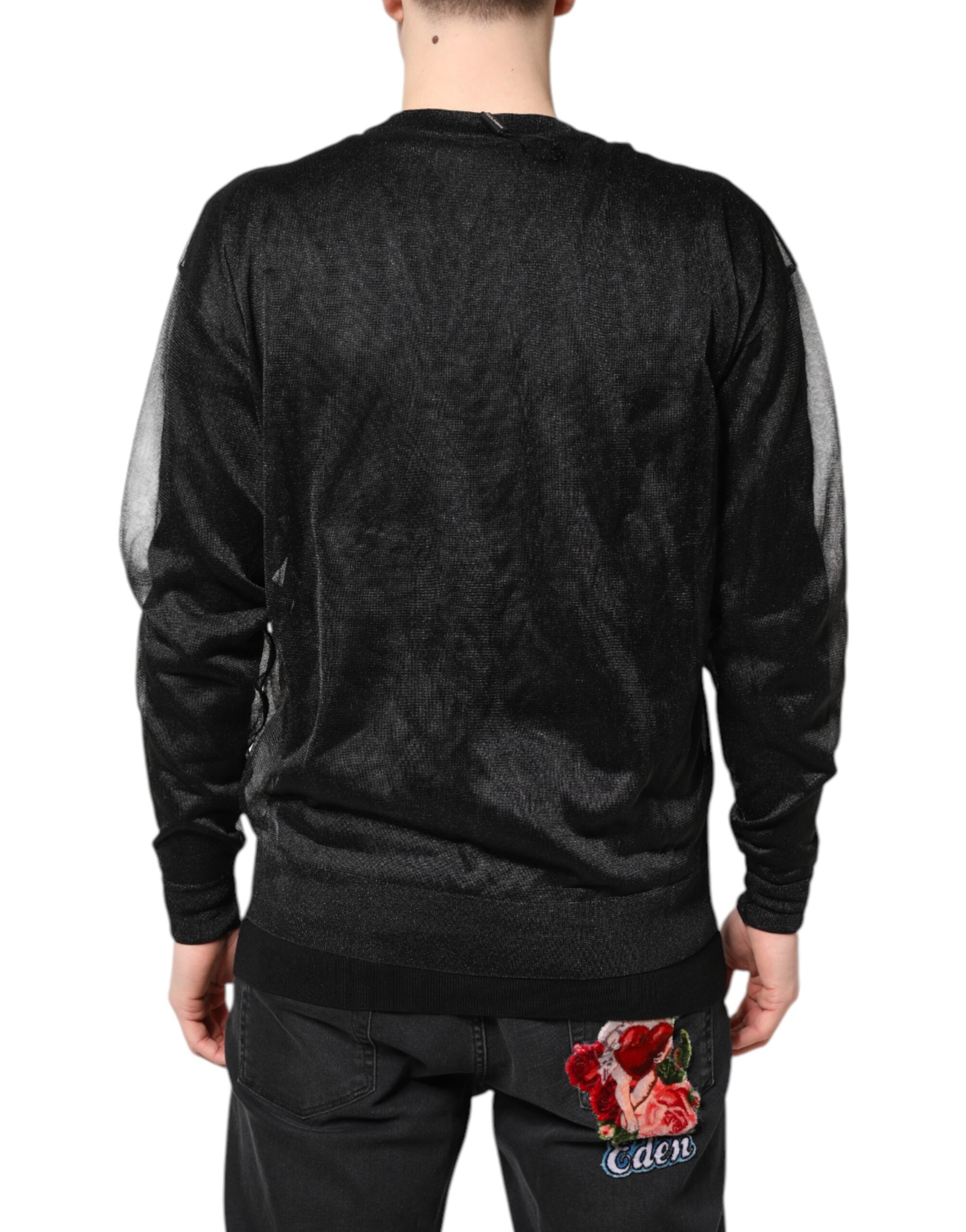 Dolce & Gabbana Black Logo Knitted Crewneck Pullover Men's Sweater (Pre-Owned)