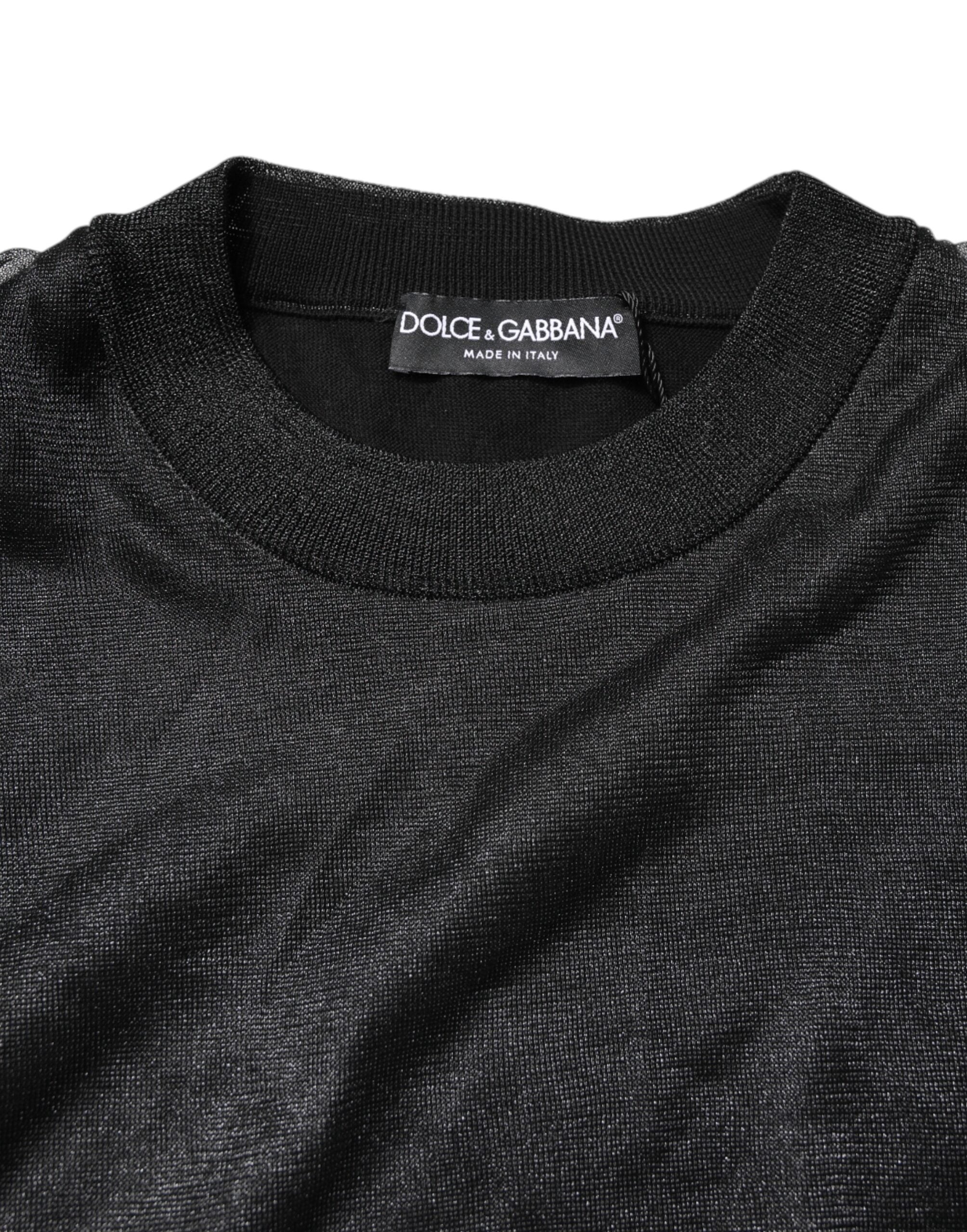 Dolce & Gabbana Black Logo Knitted Crewneck Pullover Men's Sweater (Pre-Owned)