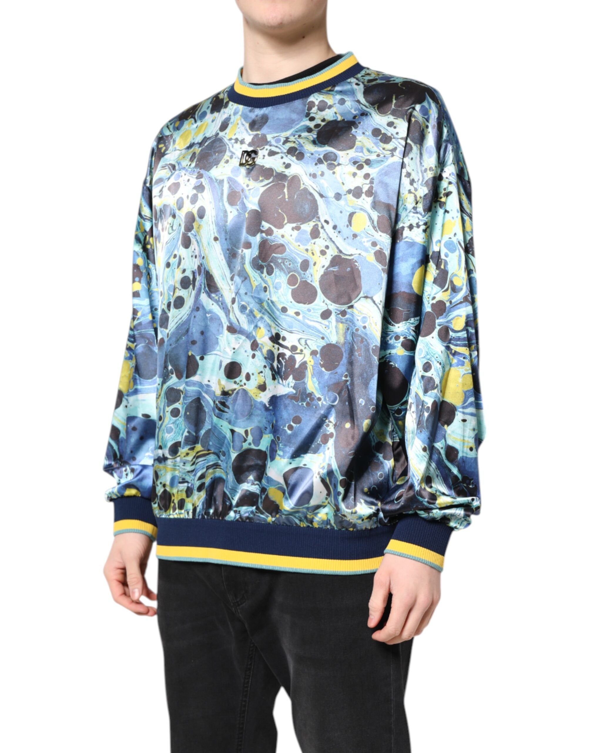Dolce & Gabbana Multicolor Marble Print Men Pullover Men's Sweater