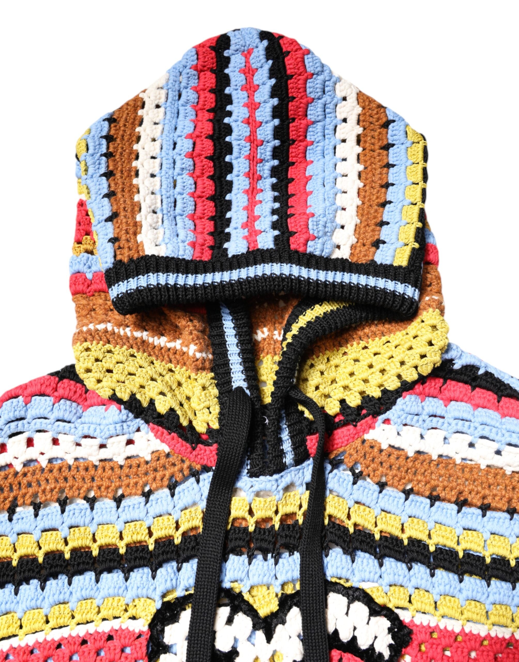 Dolce & Gabbana Multicolor Cotton Hooded Pullover Men's Sweater